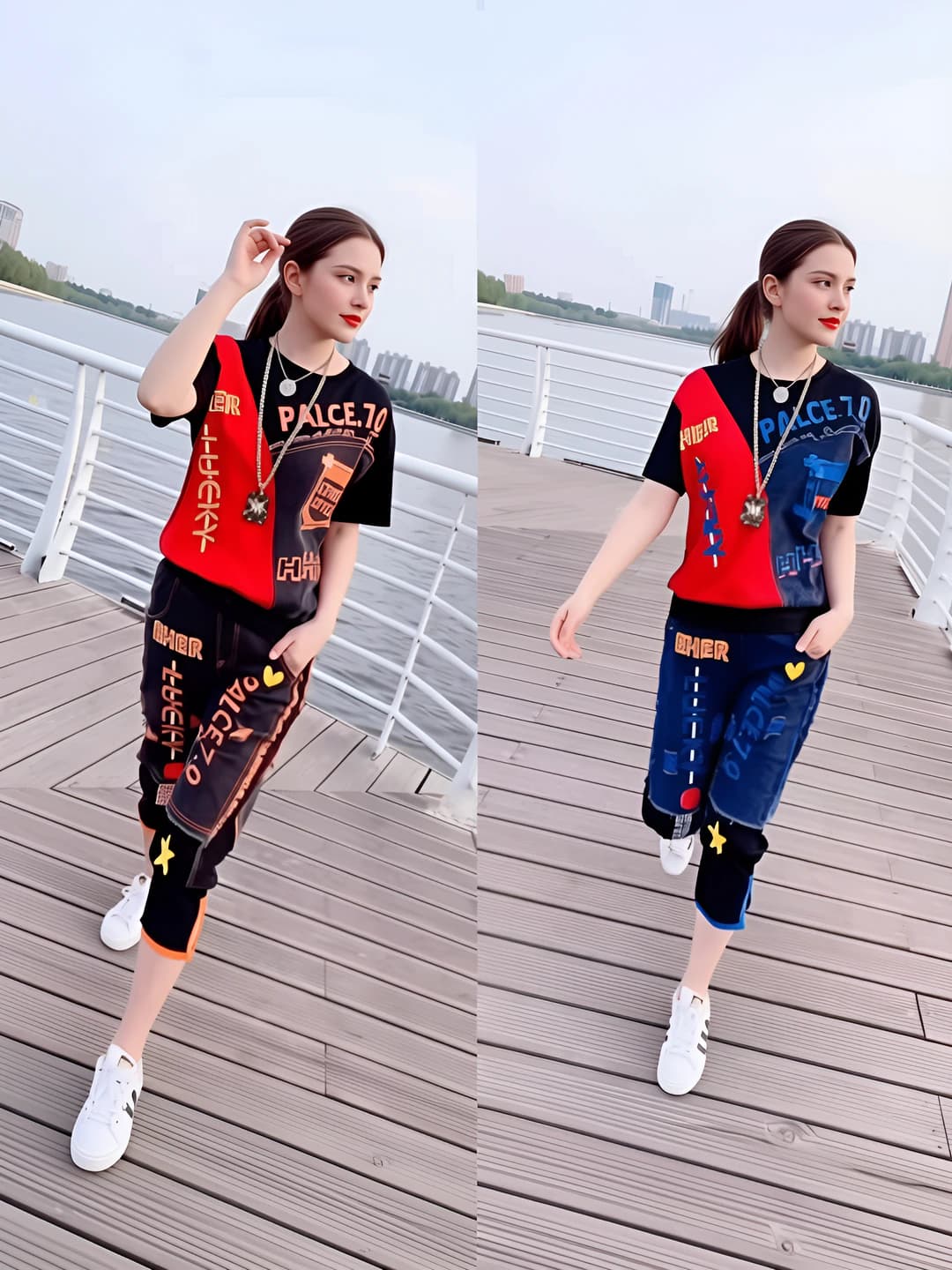 Women's 2026 summer two-piece casual set sleeveless short sleeve slimming plus size