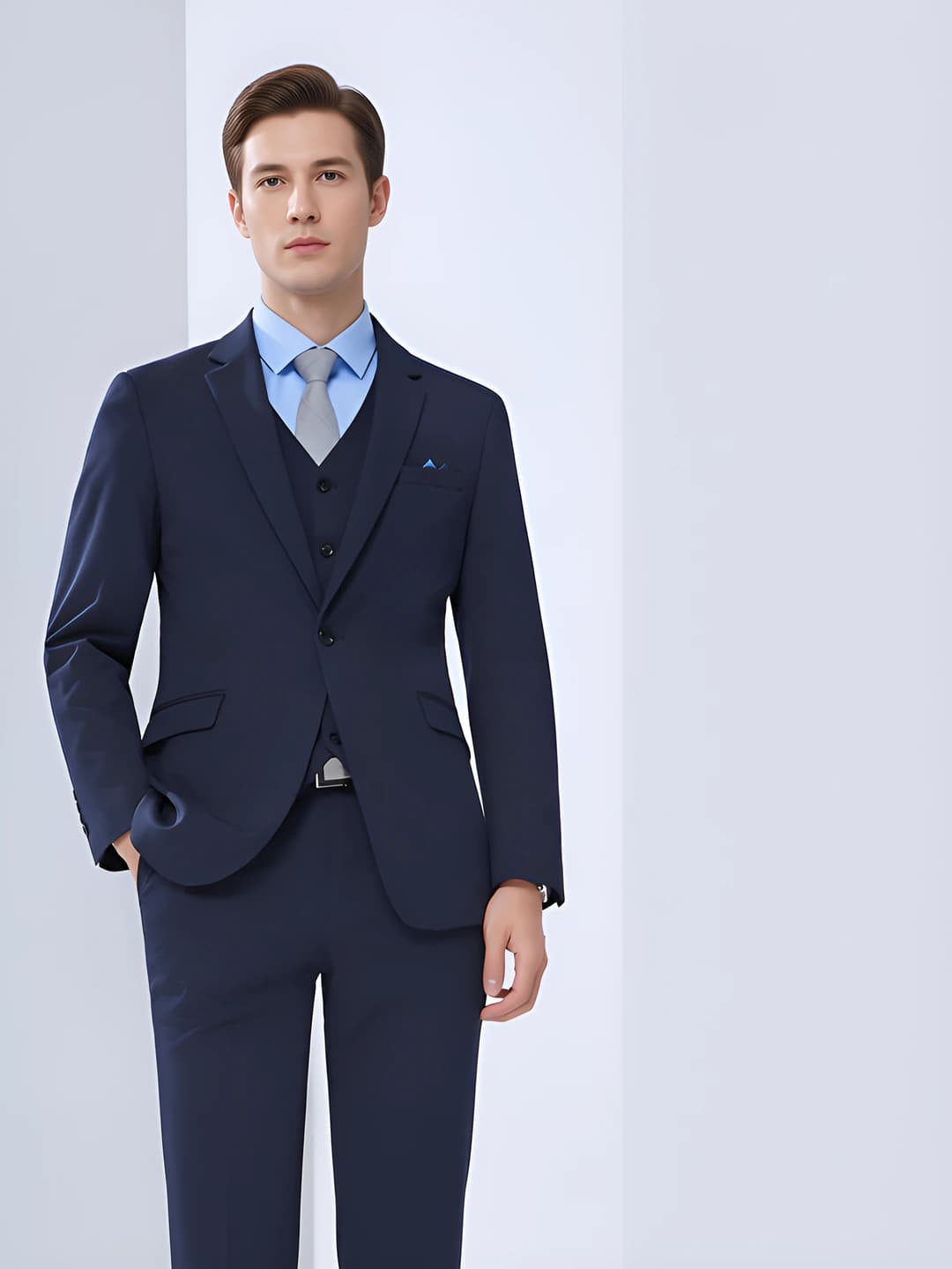 Black men's suit + men's trousers + shirt