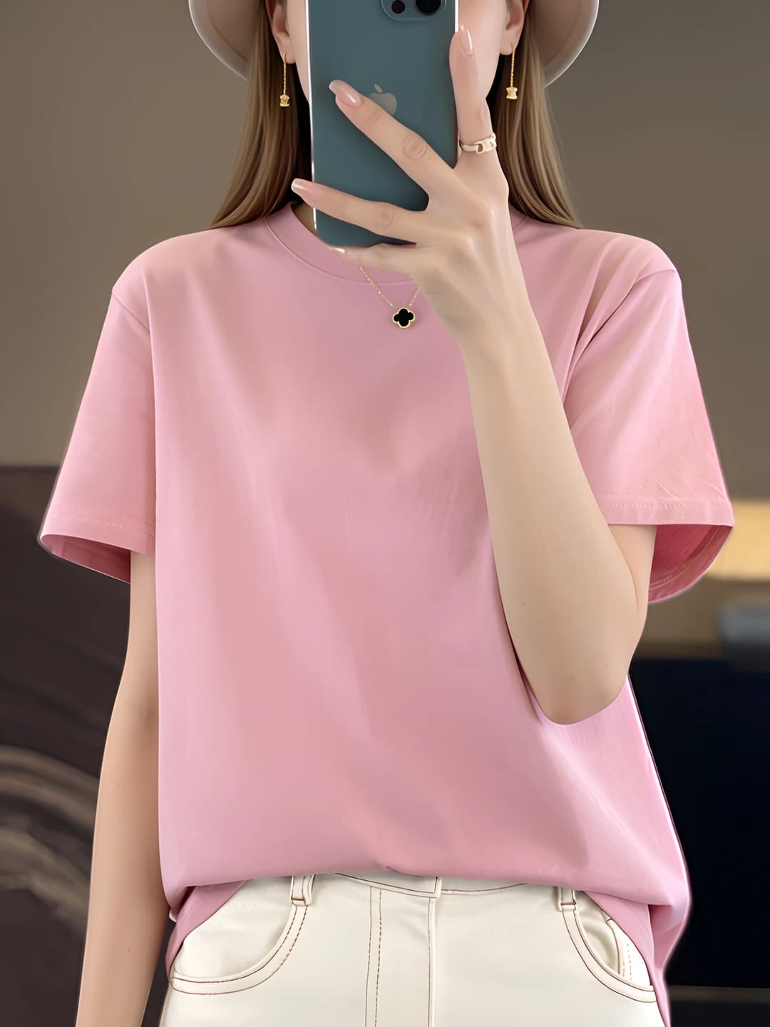 Women's short sleeve crew neck solid colour t-shirt for summer 2026