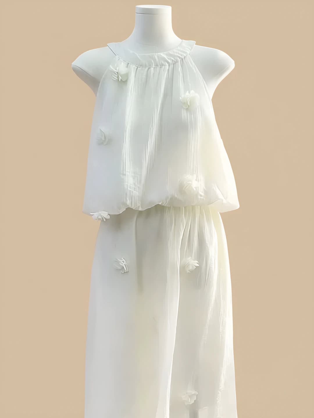 Women's casual two-piece set for summer 2026: sleeveless halter top and high waist long skirt