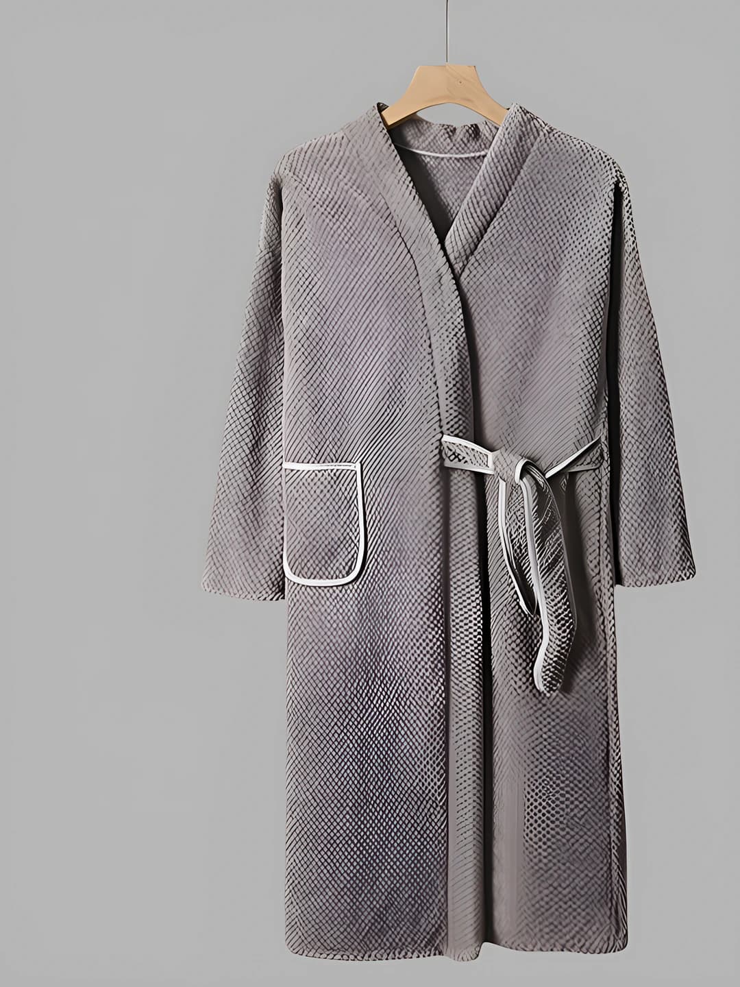 Autumn-winter household robe for men and women, coral fleece, pineapple pattern, long sleeve, thickened, loose fit