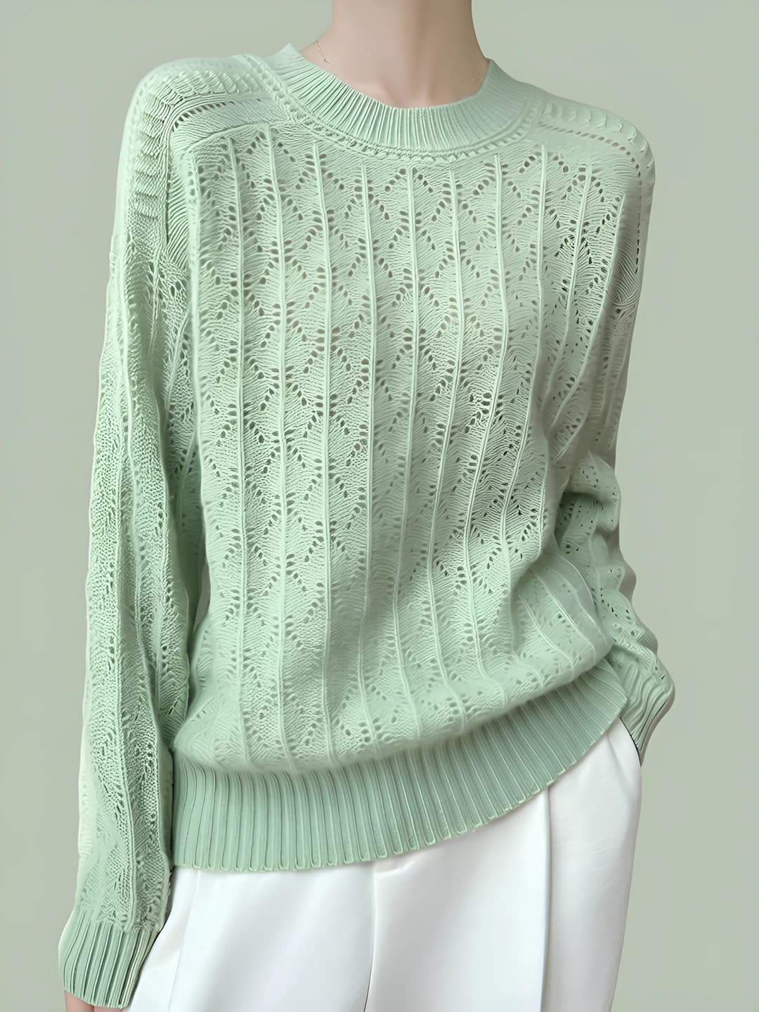 Women's 2026 autumn-winter crew neck 100% wool and cashmere loose fit sweater