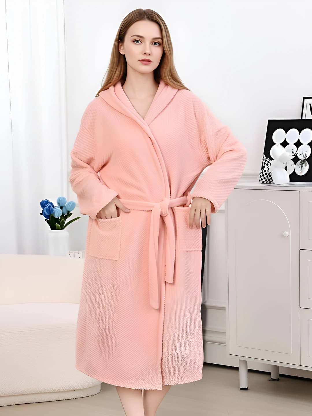 Pink - hooded robe