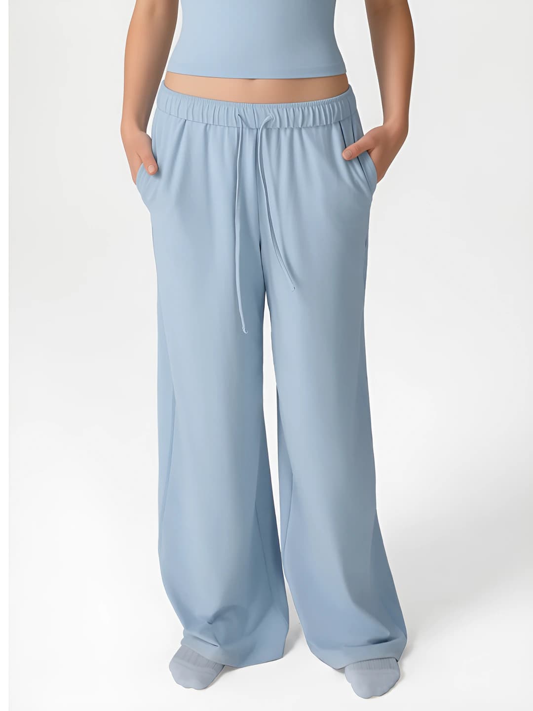 Women's sports trousers: high waist, wide-leg trousers, loose fit, hip-lifting, trousers, casual and sports style, lightweight fabric, straight cut, for summer, winter, spring, autumn
