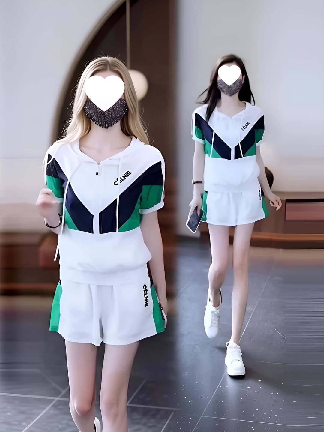 Ayollar uchun 2026 yozgi kundalik sport to'plami (ko'ylak + qisqa shim), past bo'ylilar uchun, yengsiz, uzun yeng, poliestr, PVC, Lolita uslubi
