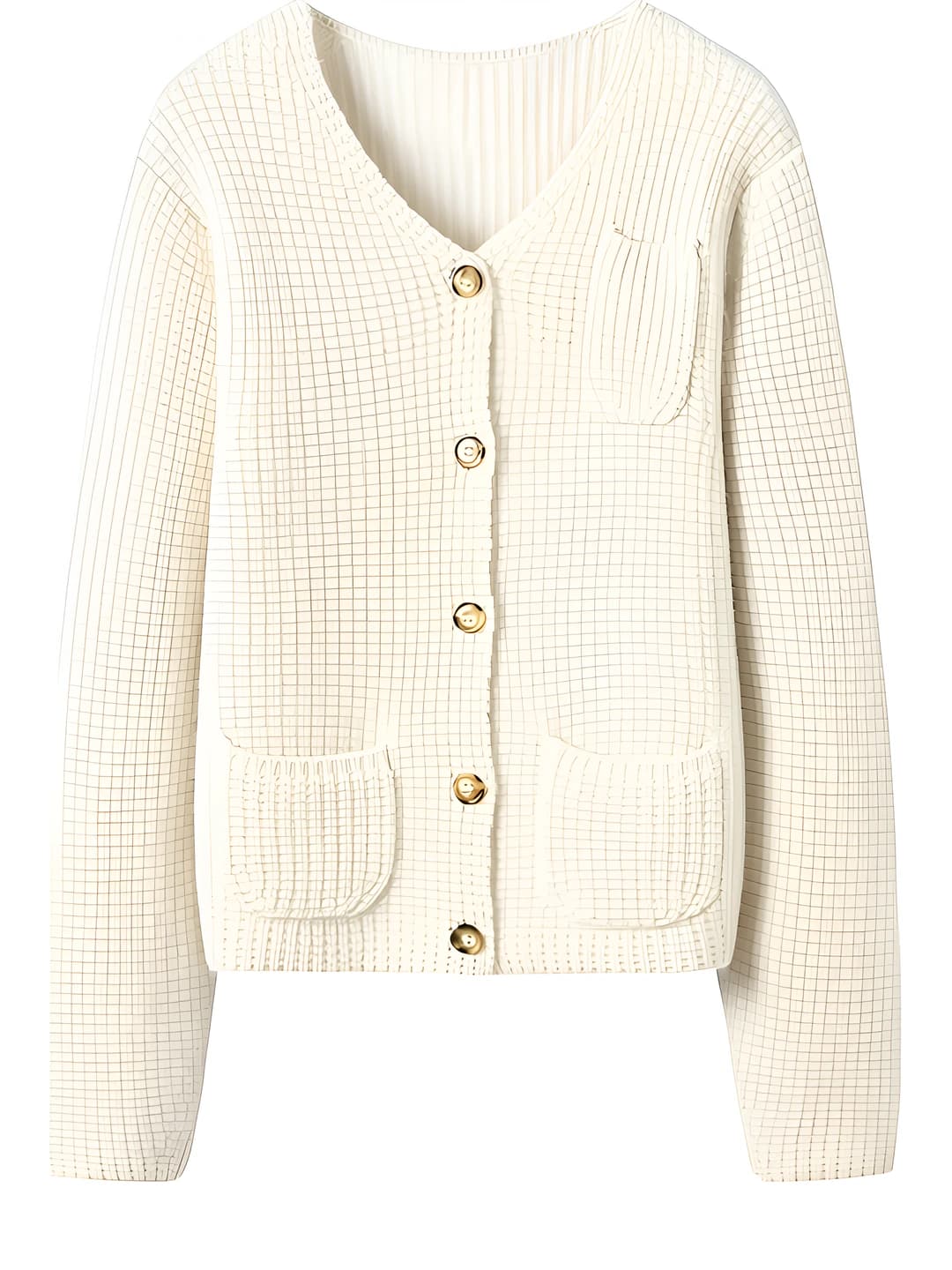 Women's autumn-winter cashmere cardigan with V-neck, thickened, solid colour, long sleeve