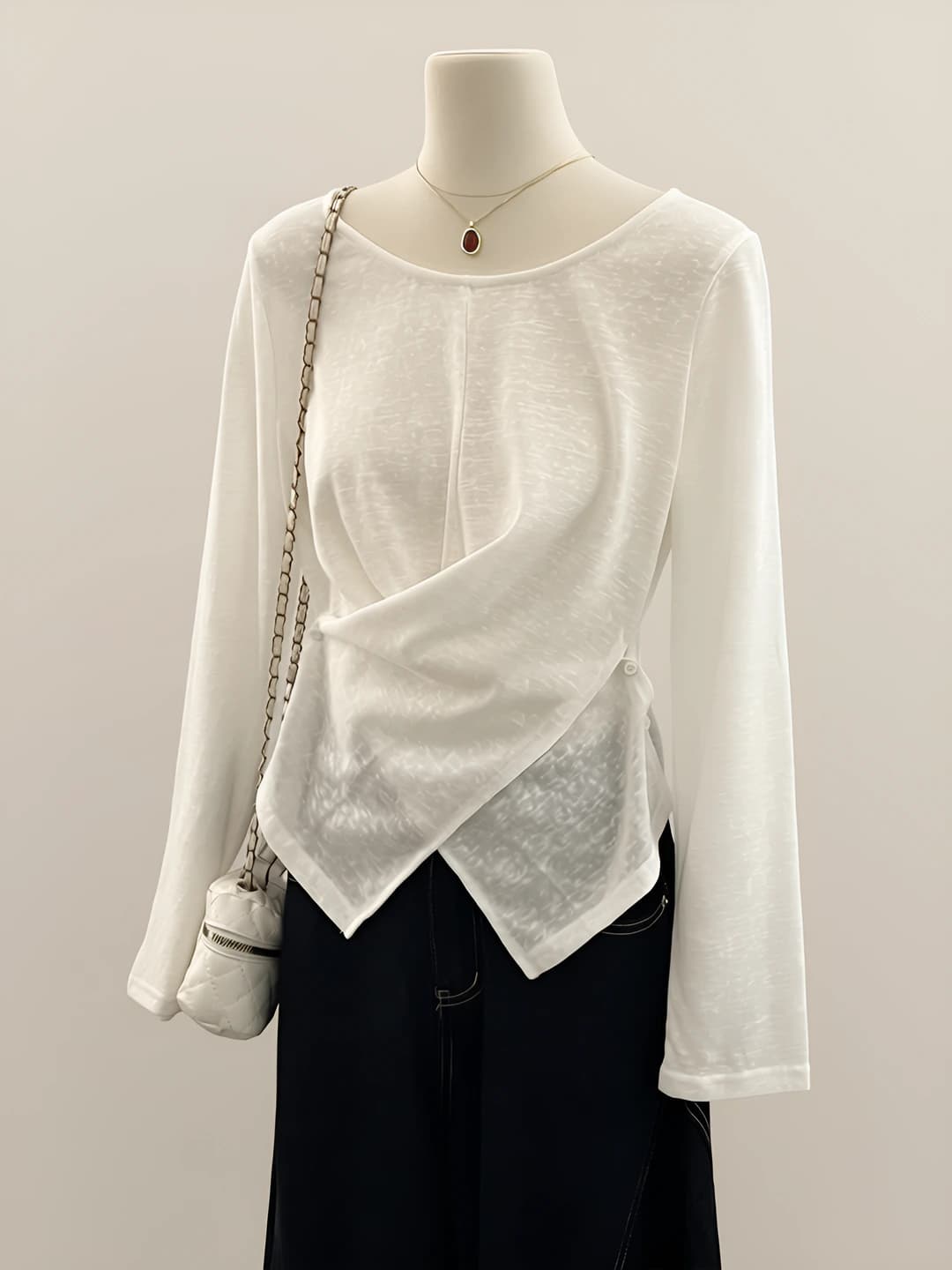 Women's long sleeve thin sun-protective top with crew neck, geometric pattern and loose fit