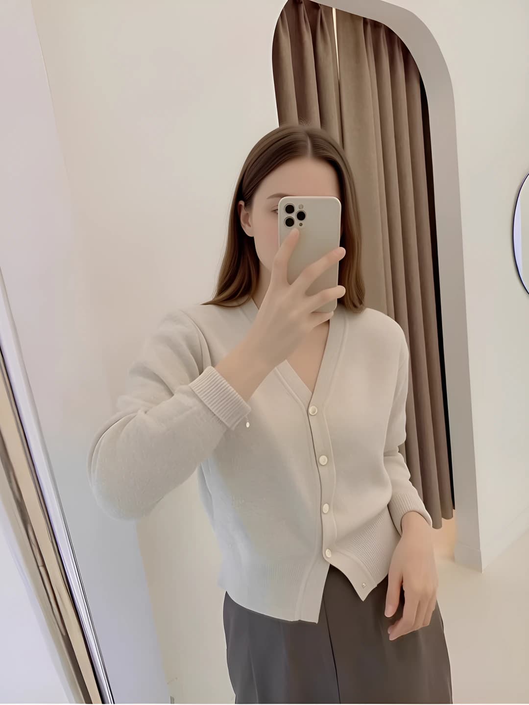 Women's spring-summer knit cardigan, V-neck, long sleeve, loose fit, solid colour, Korean style