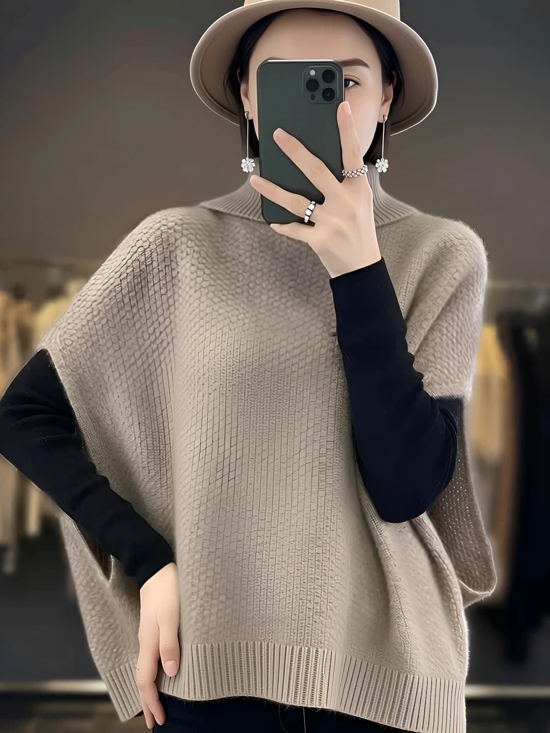 Women's sleeveless knit top sweater, crew neck, loose fit, warm, casual style