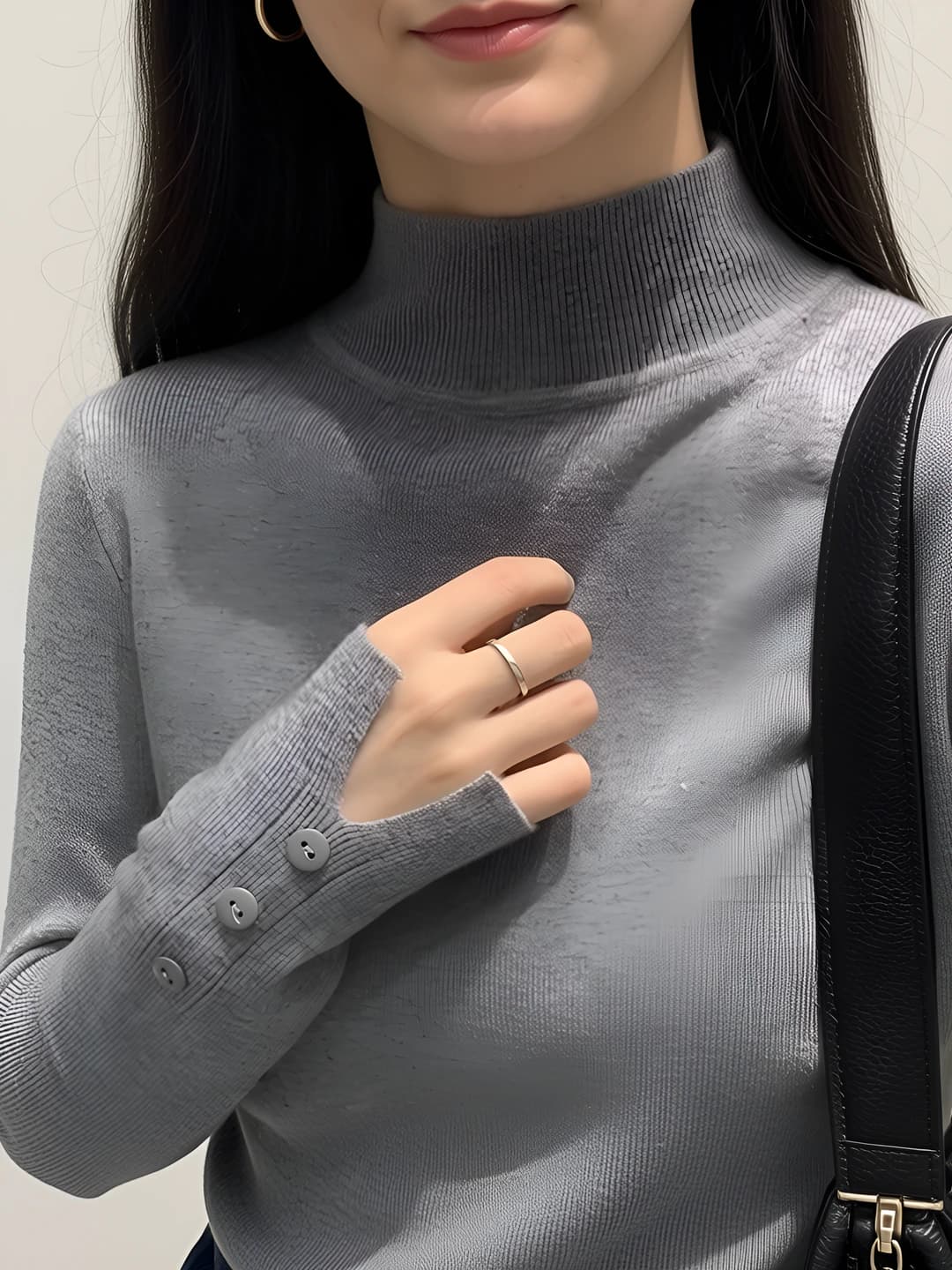 Women's slim fit mock neck knit sweater for autumn-winter