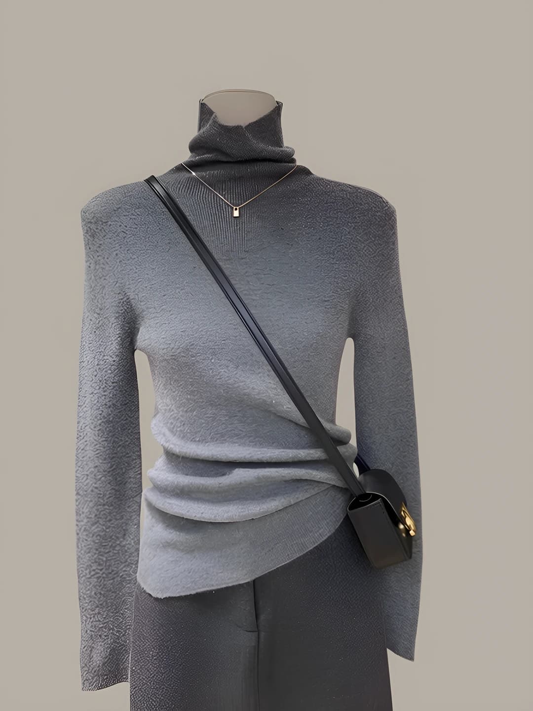 Women's Korean style slim fit solid colour high neck sweater, long sleeve long-sleeve base top for spring-autumn and winter