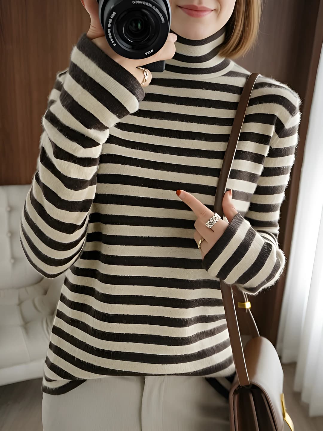 Women's 2026 autumn-winter slim fit high neck long sleeve medium thickness knit sweater