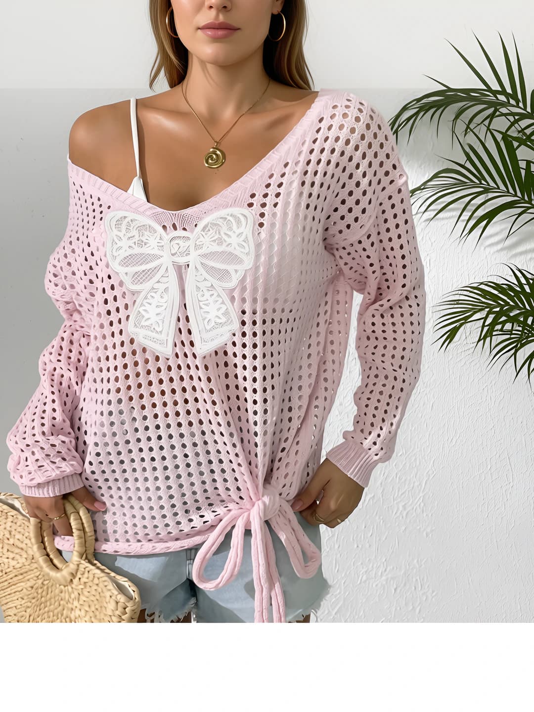 Ayollar uchun uzun yengli, bo'sh (oversize) fit, to'qima top, imitatsiya paxta, sport uslubidagi to'plam