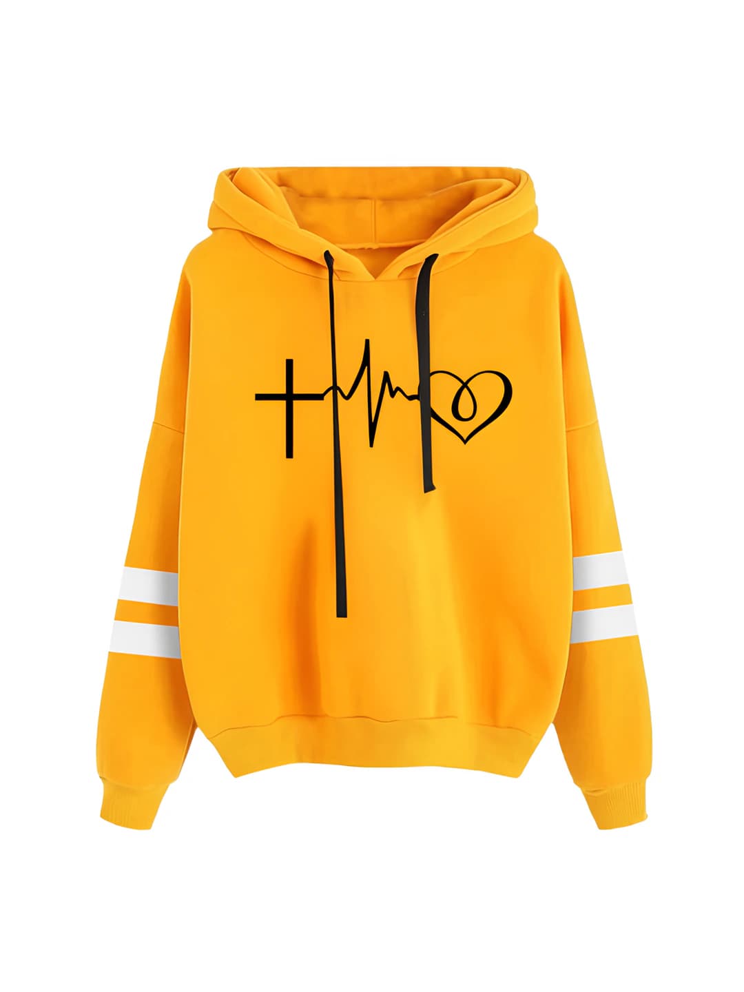 Women's autumn-winter printed geometric hoodie sweatshirt, long sleeve, medium thickness, polyester fabric