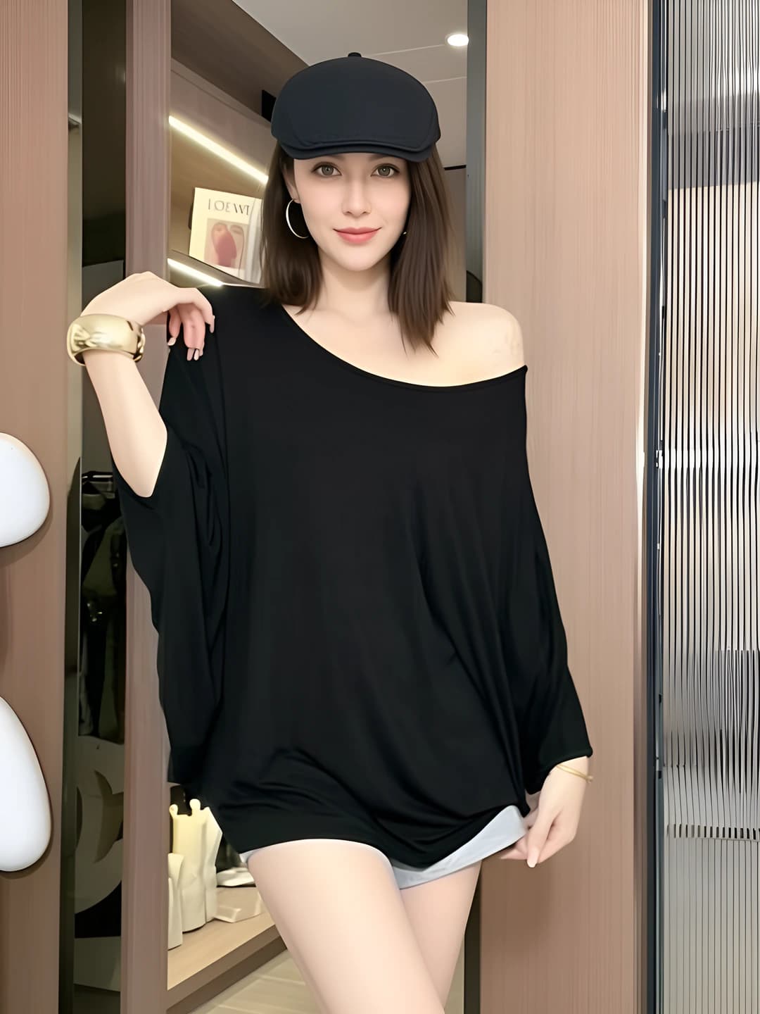 Women's summer solid colour sun-protective long sleeve loose fit top with dropped shoulders