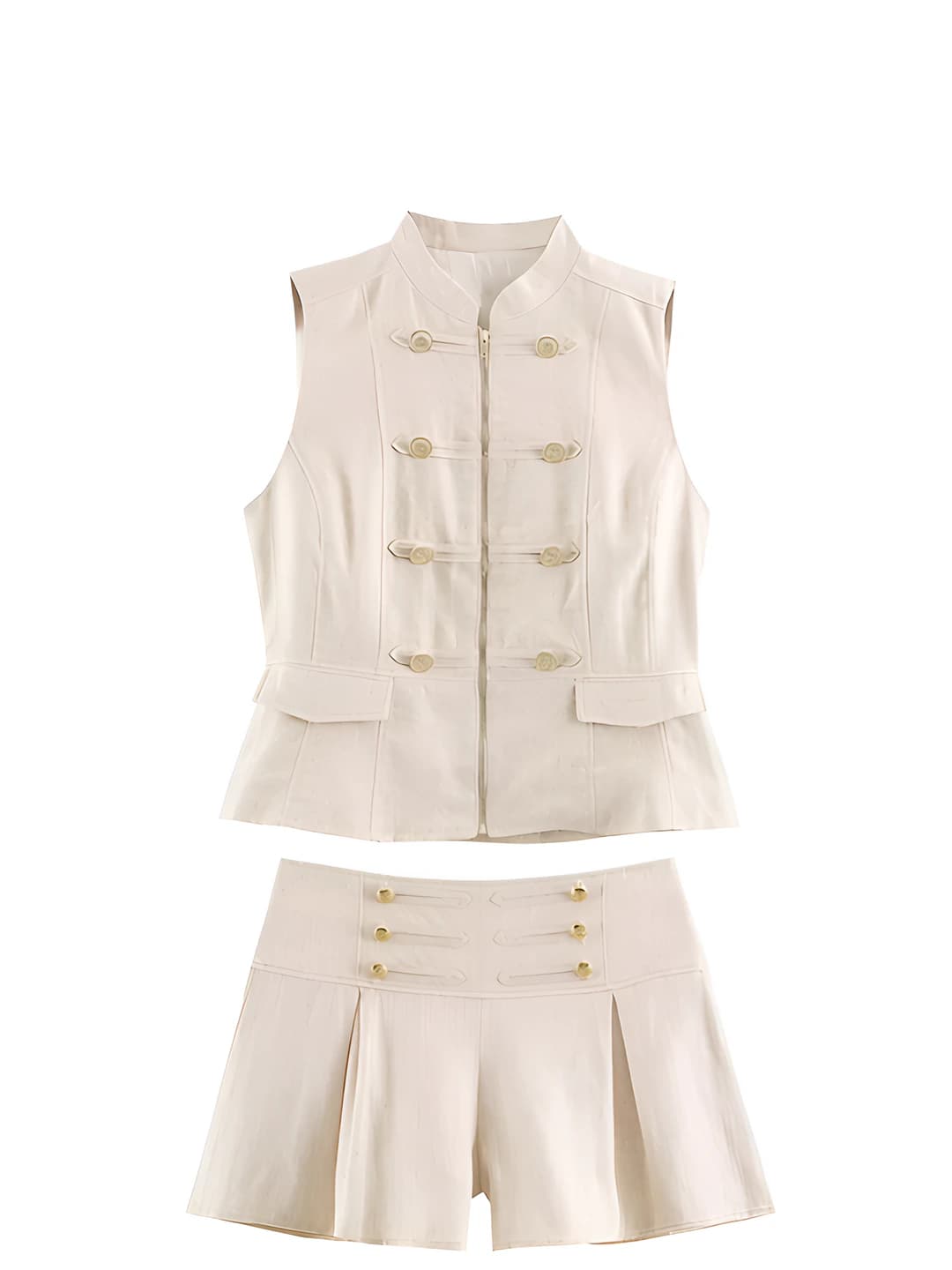 Women's casual clothing set: tank top with 3D pattern and trousers, polyester fabric, all-season