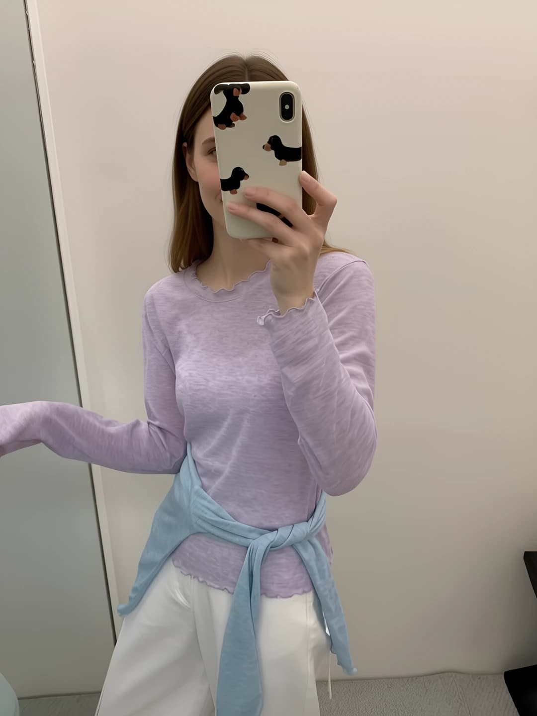 Women's long-sleeve base top, spring-summer, thin, slimming, sun-protective, crew neck, geometric pattern, 70-80% polyester