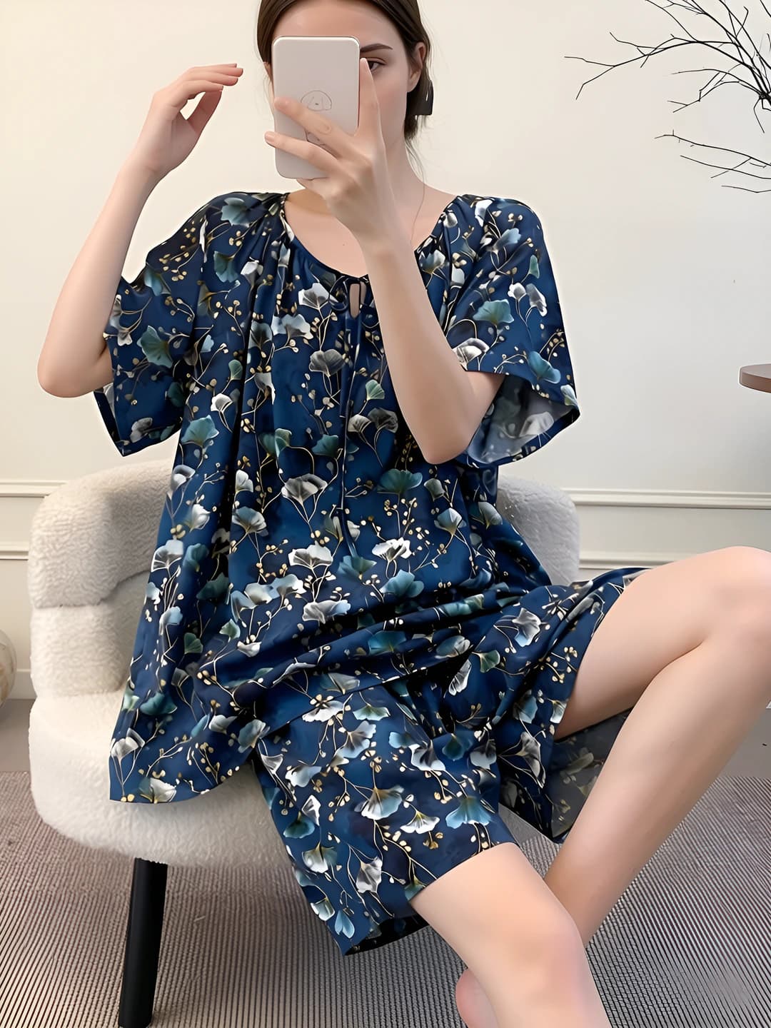 Women's summer loungewear set: short sleeve, thin, crew neck, tie-dye, pyjamas and shorts, wearable outside