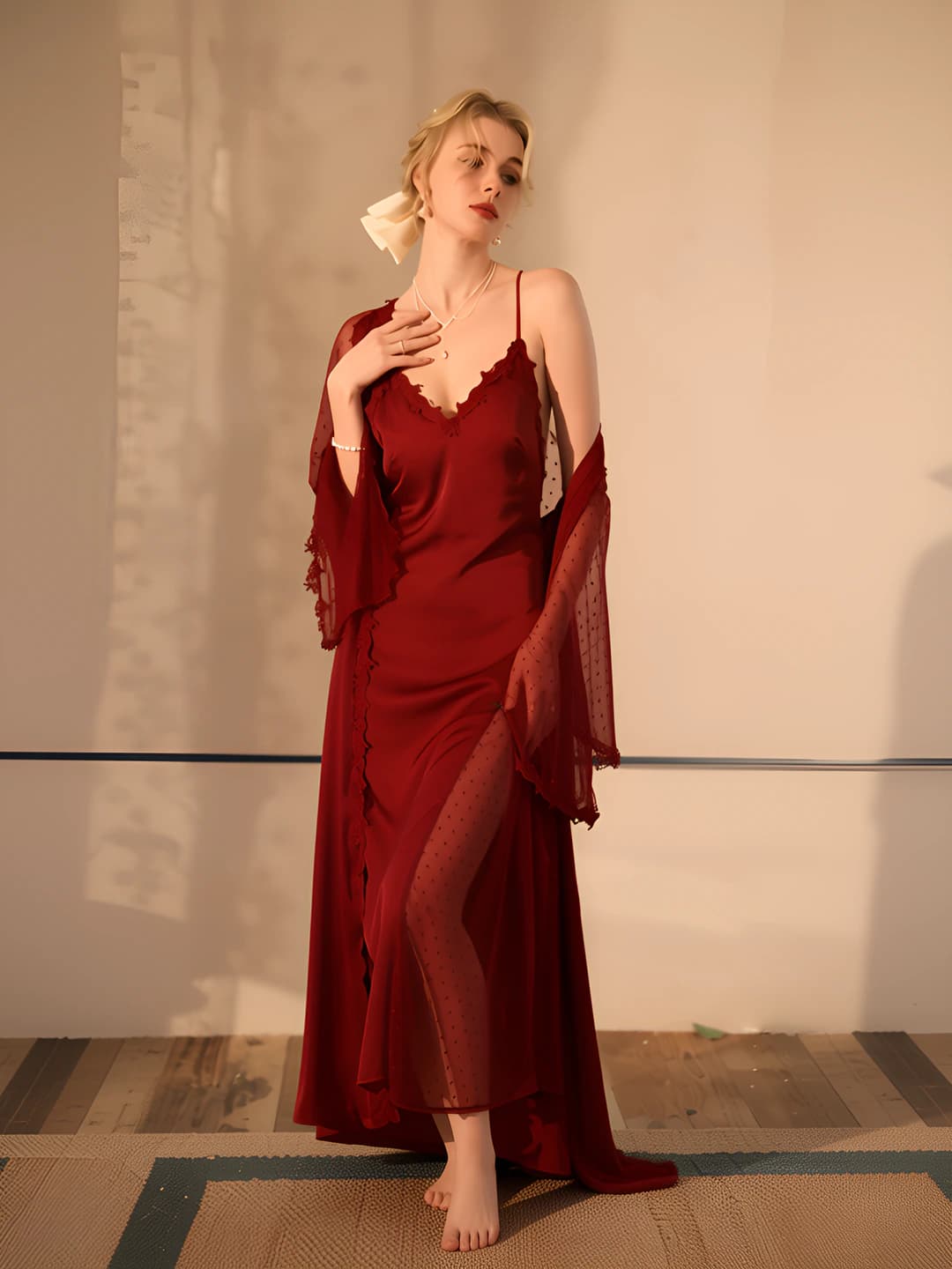 518 Wine red set