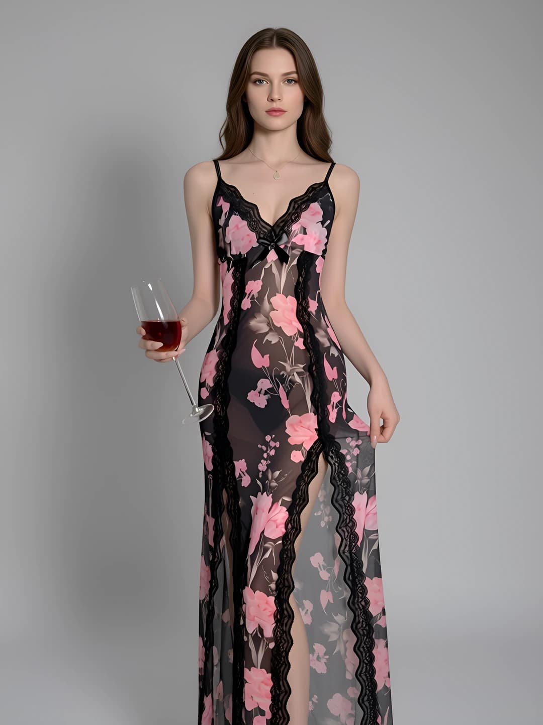 Black mesh floral