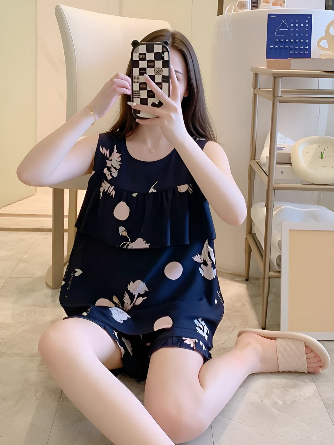 Black bg, floral