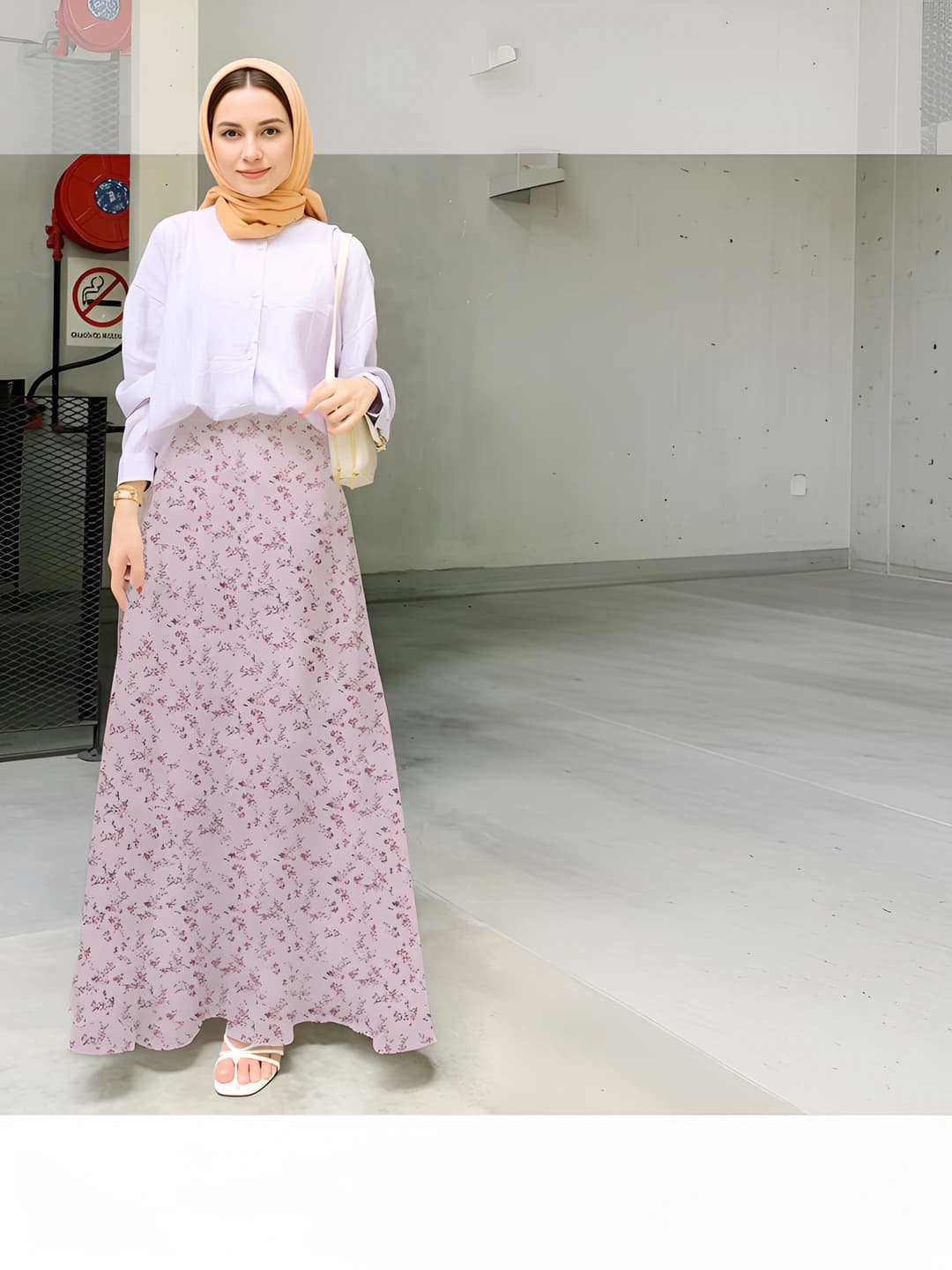 Women's A-line long skirt, retro, high waist, pattern