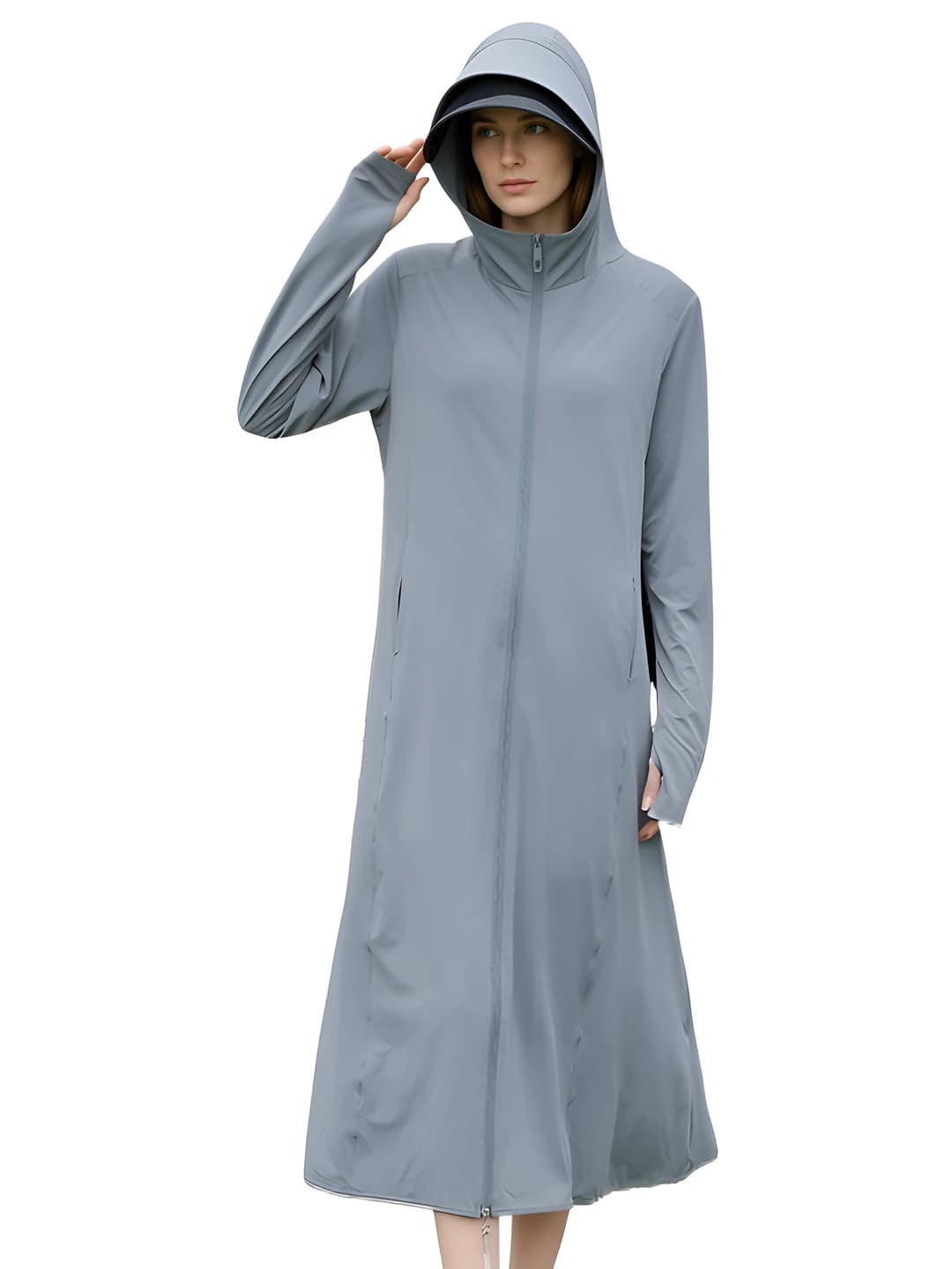 Women's long sun-protective light jacket, 2026, breathable, ice-silk fabric, for electric scooter