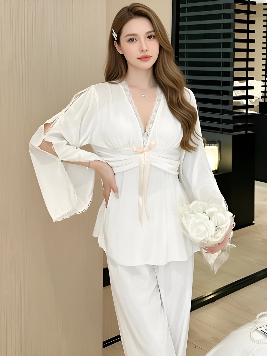 Gold velvet set - white vintage