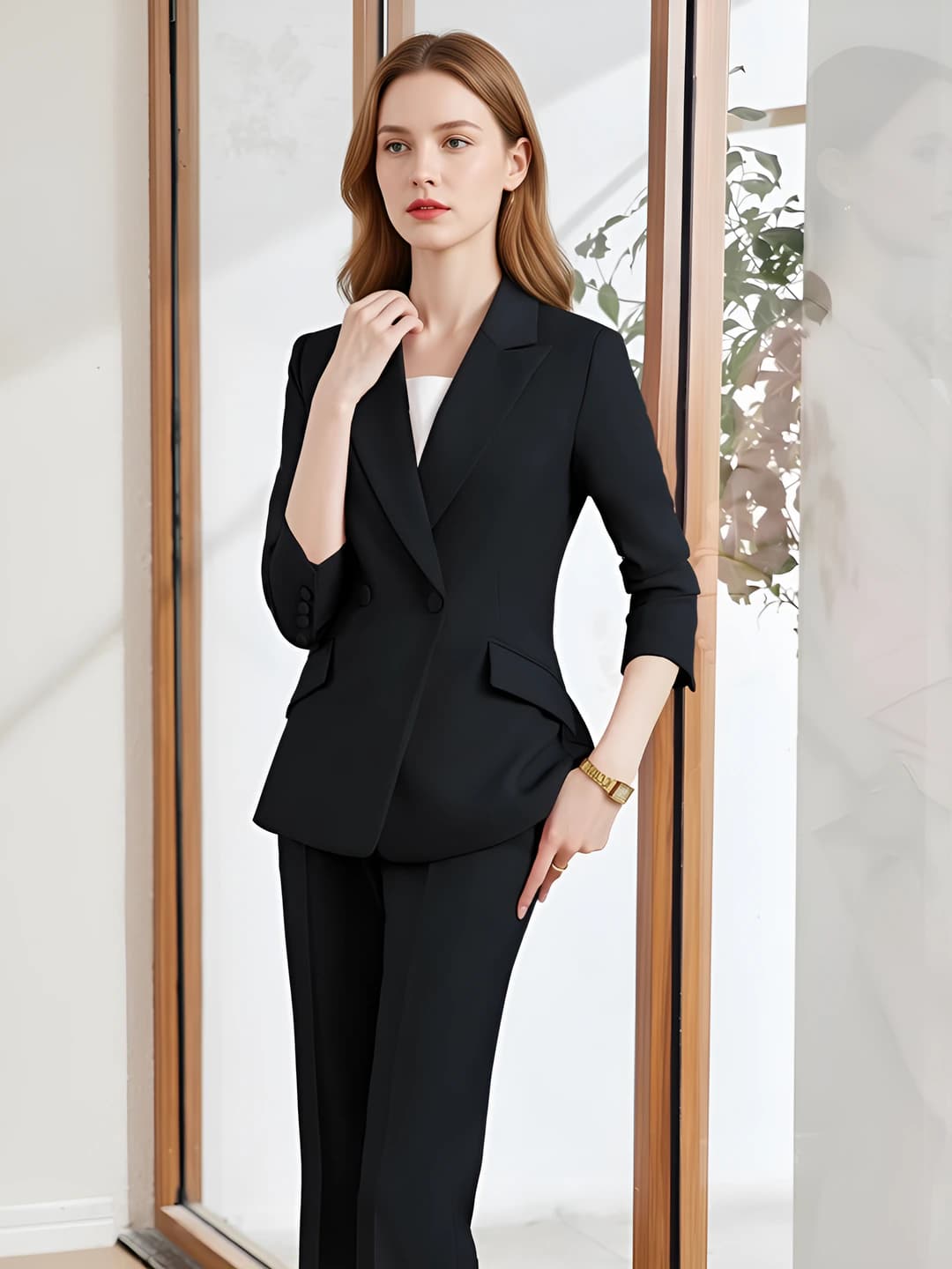 Black, long sleeve, suit