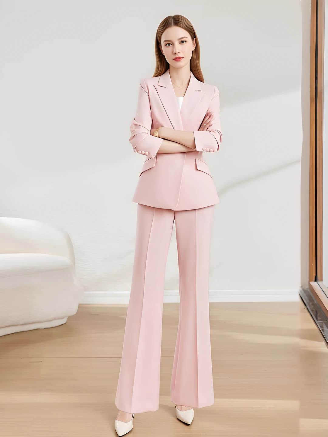 Pink bell-bottom pants