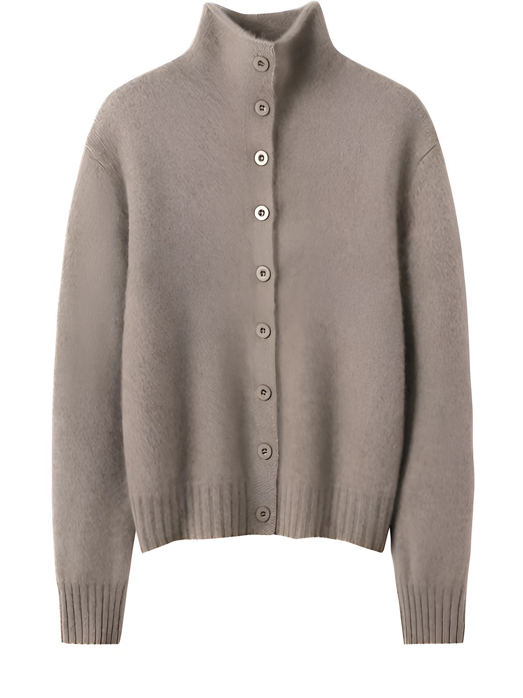 Women's cashmere cardigan 2026 autumn-winter, stand collar, long sleeve, solid colour, medium thickness, regular fit