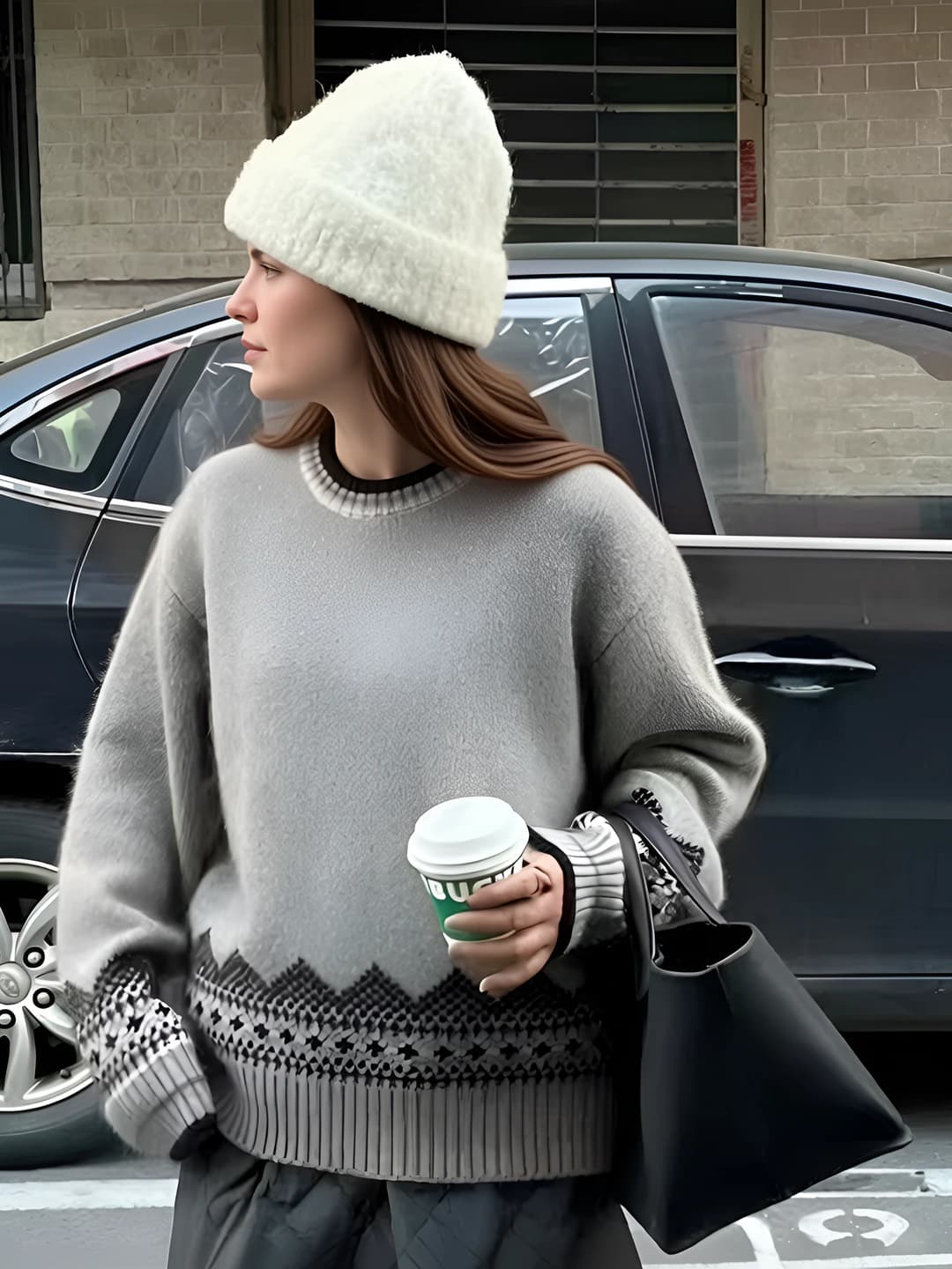 2026 autumn-winter women's crew neck long sleeve loose fit thickened 100% wool sweater