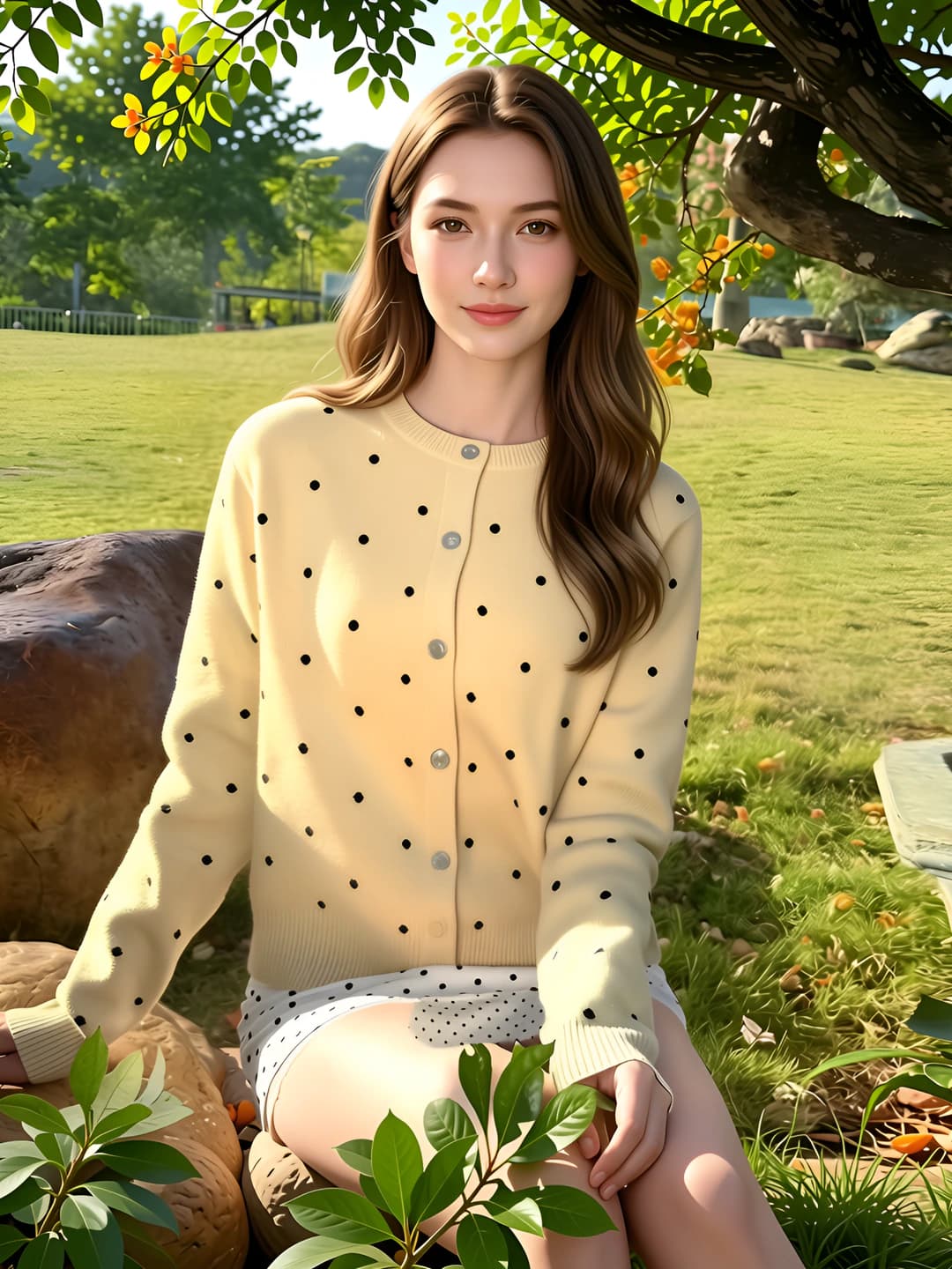 Women's knit cardigan, spring-autumn, crew neck, long sleeve, loose fit, yellow color, 2026