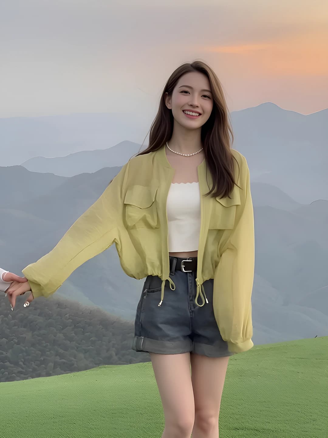 Women's summer sun-protective light jacket, long sleeve, thin, breathable, slimming, zip closure, loose fit