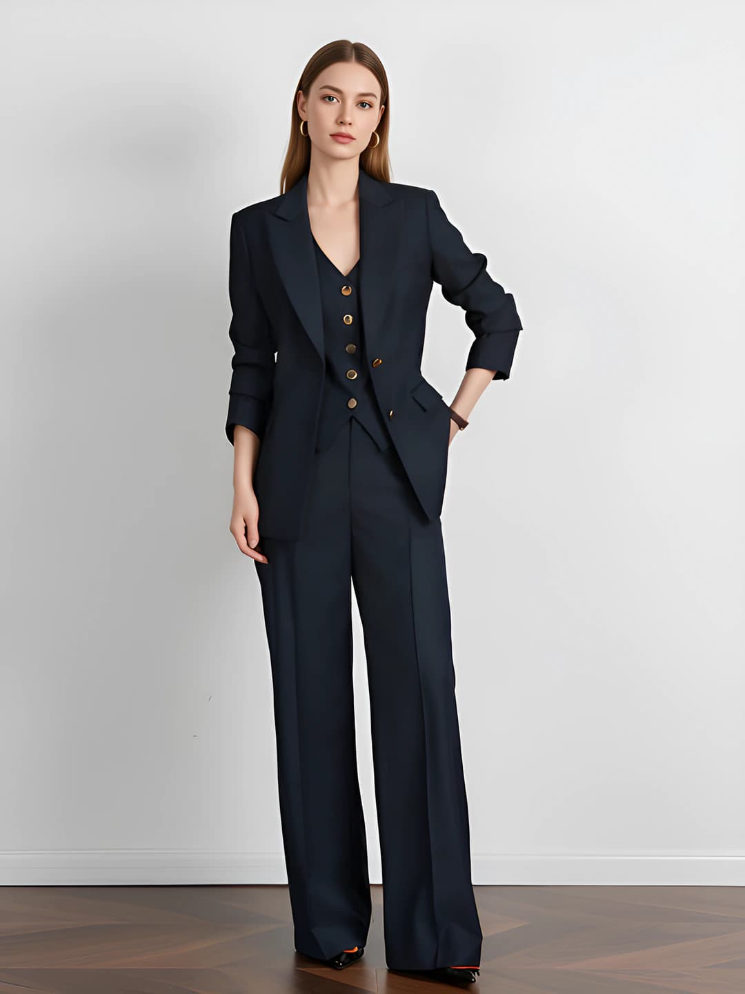 Navy long-sleeve suit+pants