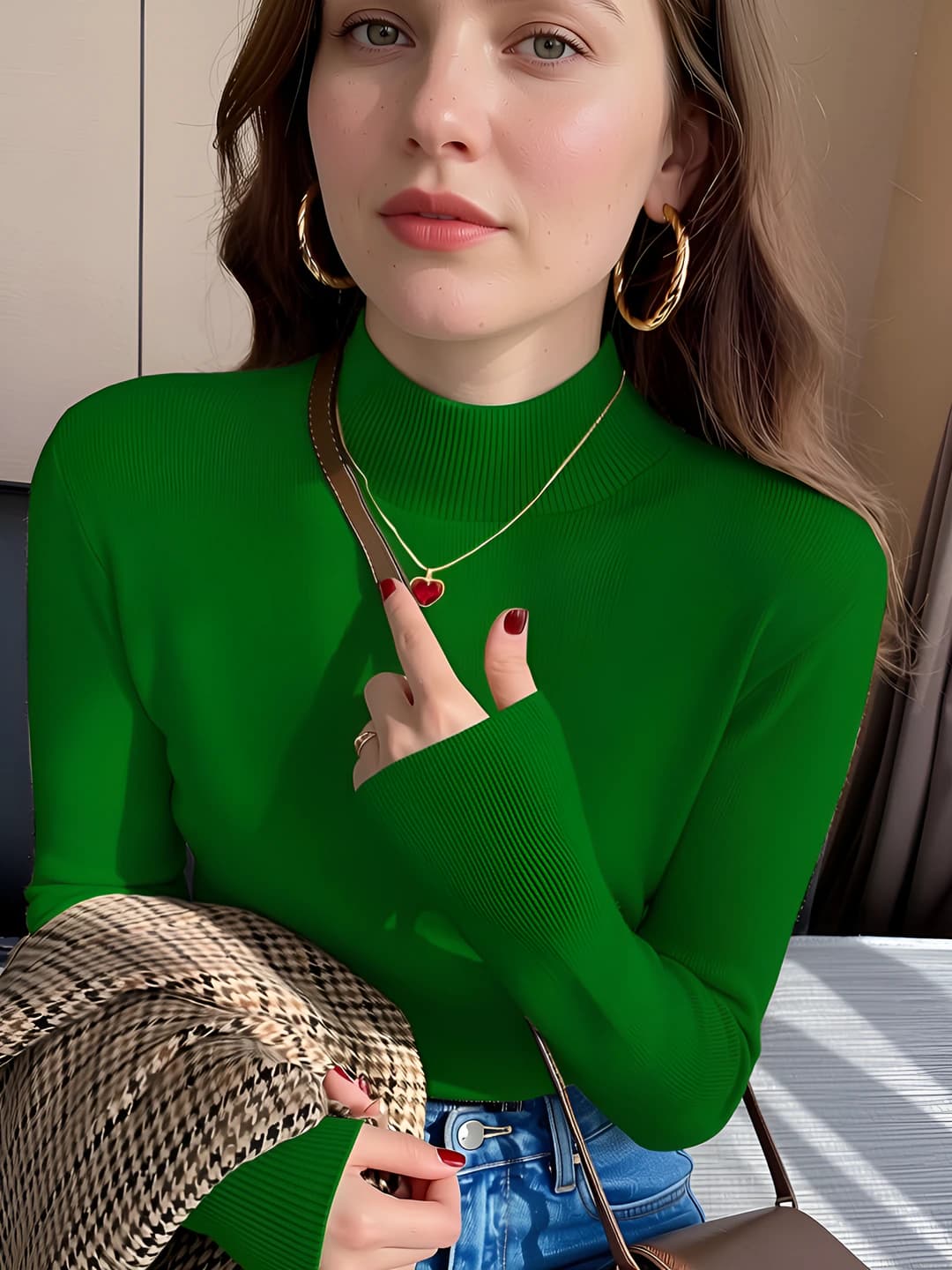 Green long-sleeved