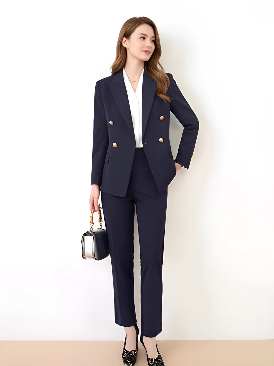 Women's spring-autumn slim fit slimming blazer and trousers set