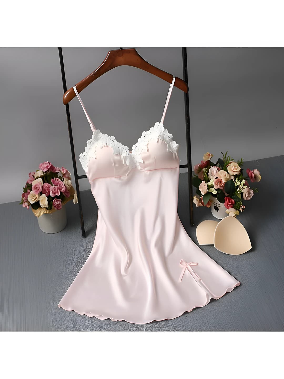 Women's summer silk nightgown, V-neck, sleeveless, slim fit, mini skirt, ultra-thin fabric