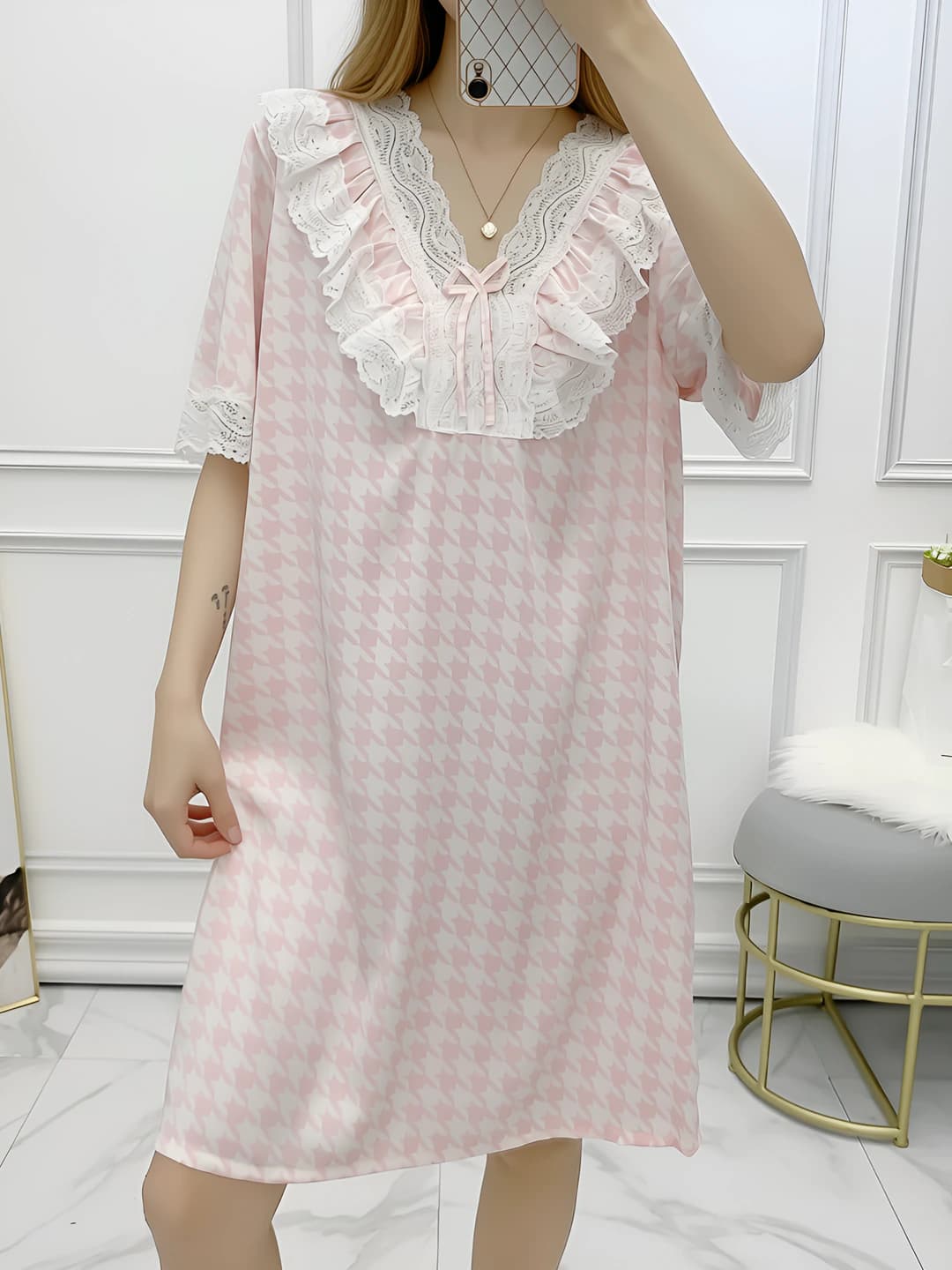 Pink plaid (dress)