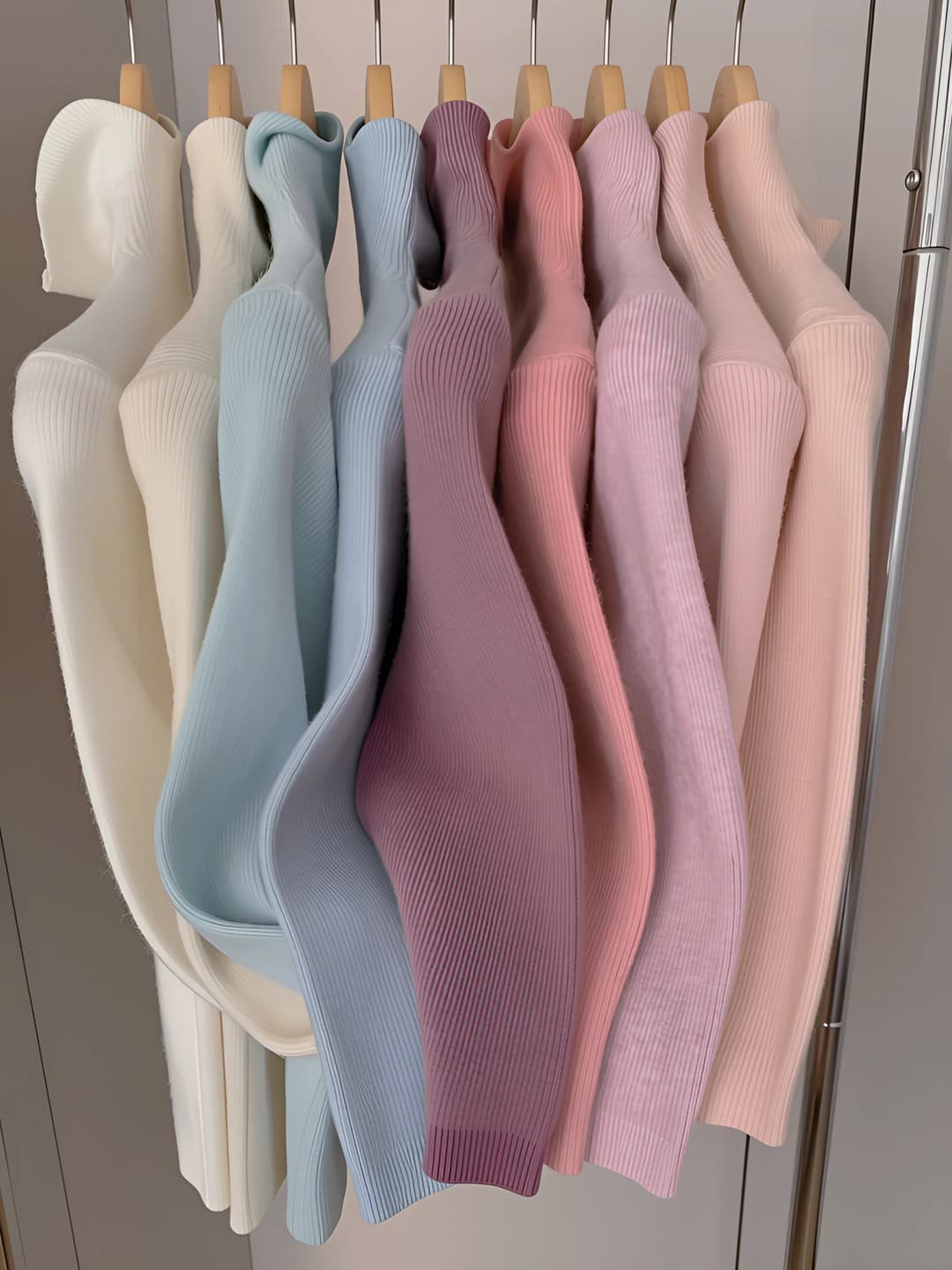 Women's high neck slim fit long sleeve solid colour knit top sweater