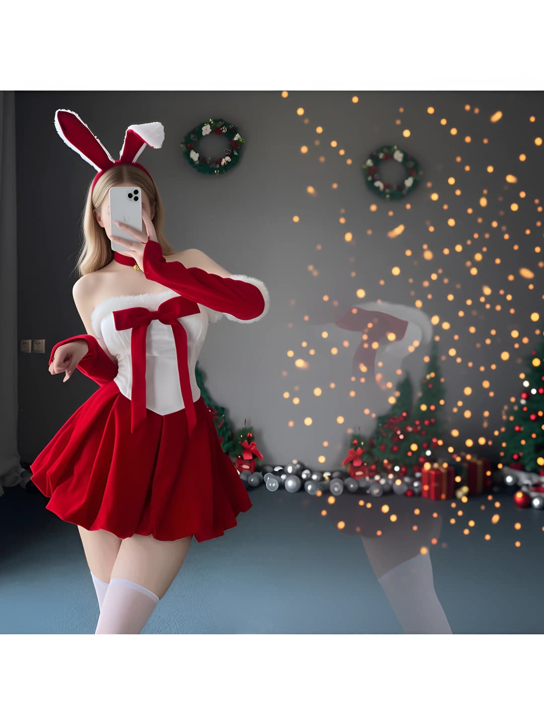 Red (hair clip + dress + choker + gloves 2)