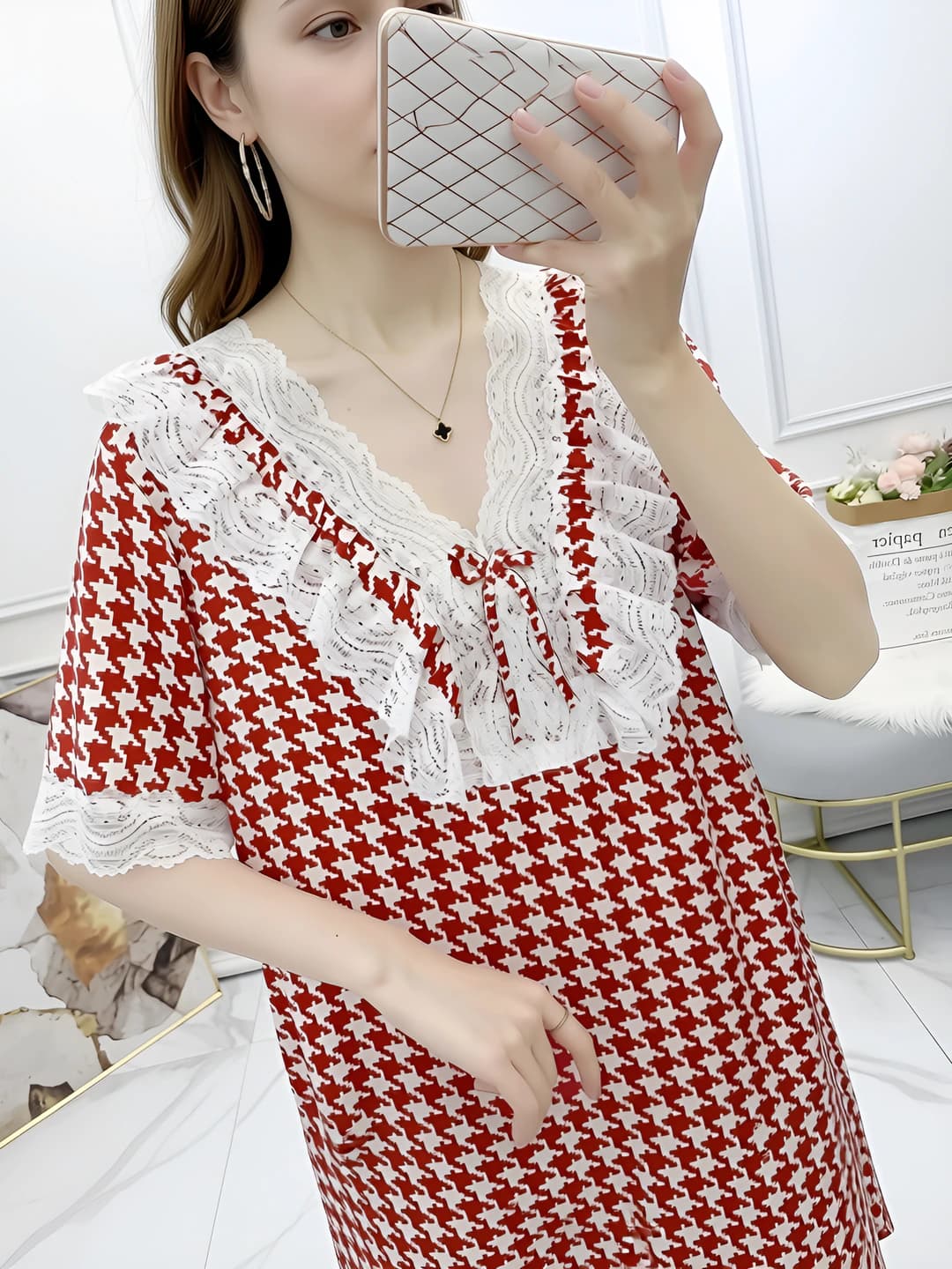 Wine red plaid (dress)