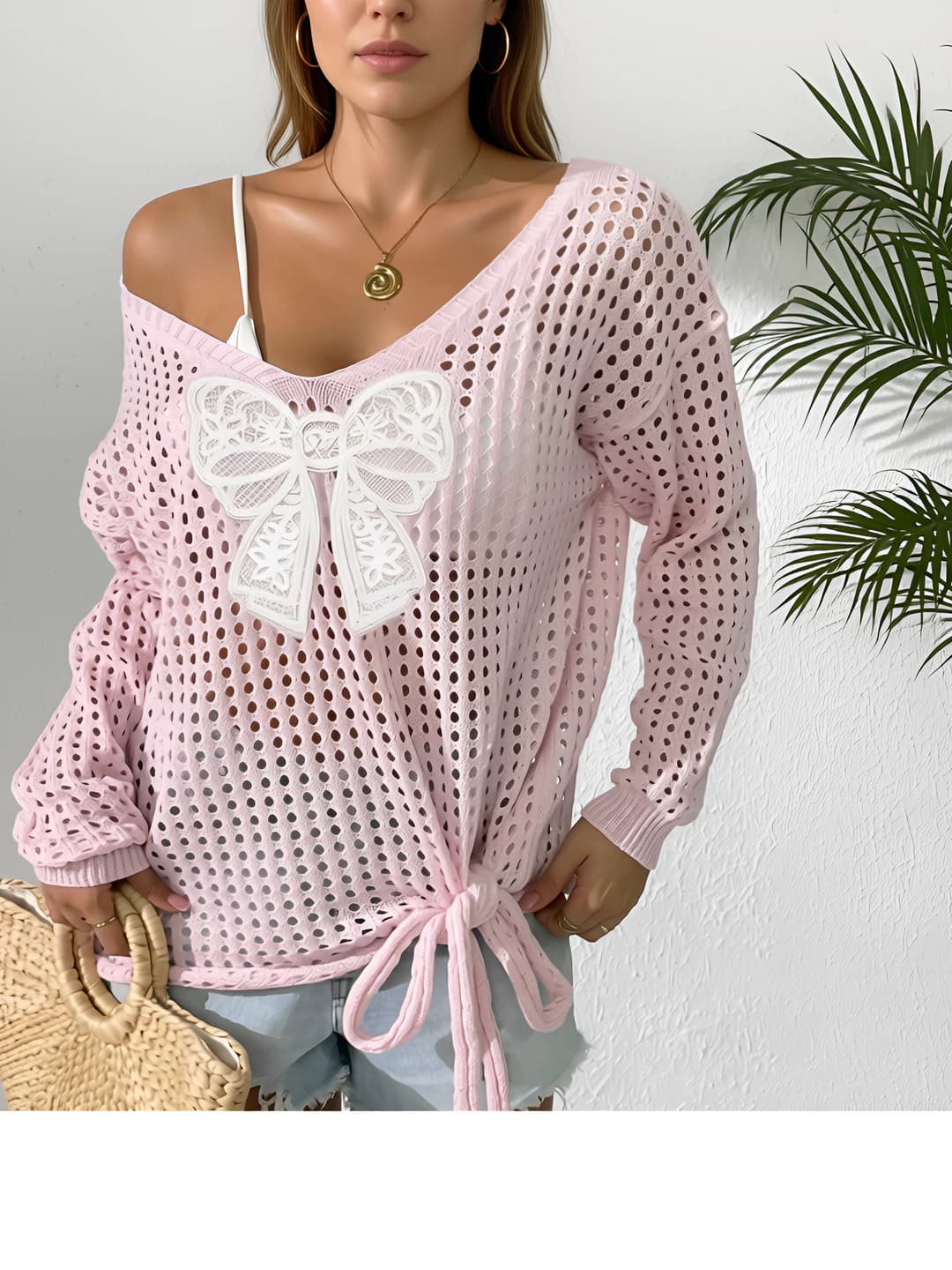 Ayollar uchun uzun yengli, bo'sh (oversize) sviter, to'qima top, uzun yeng, bo'sh (oversize) kesim, to'qima top