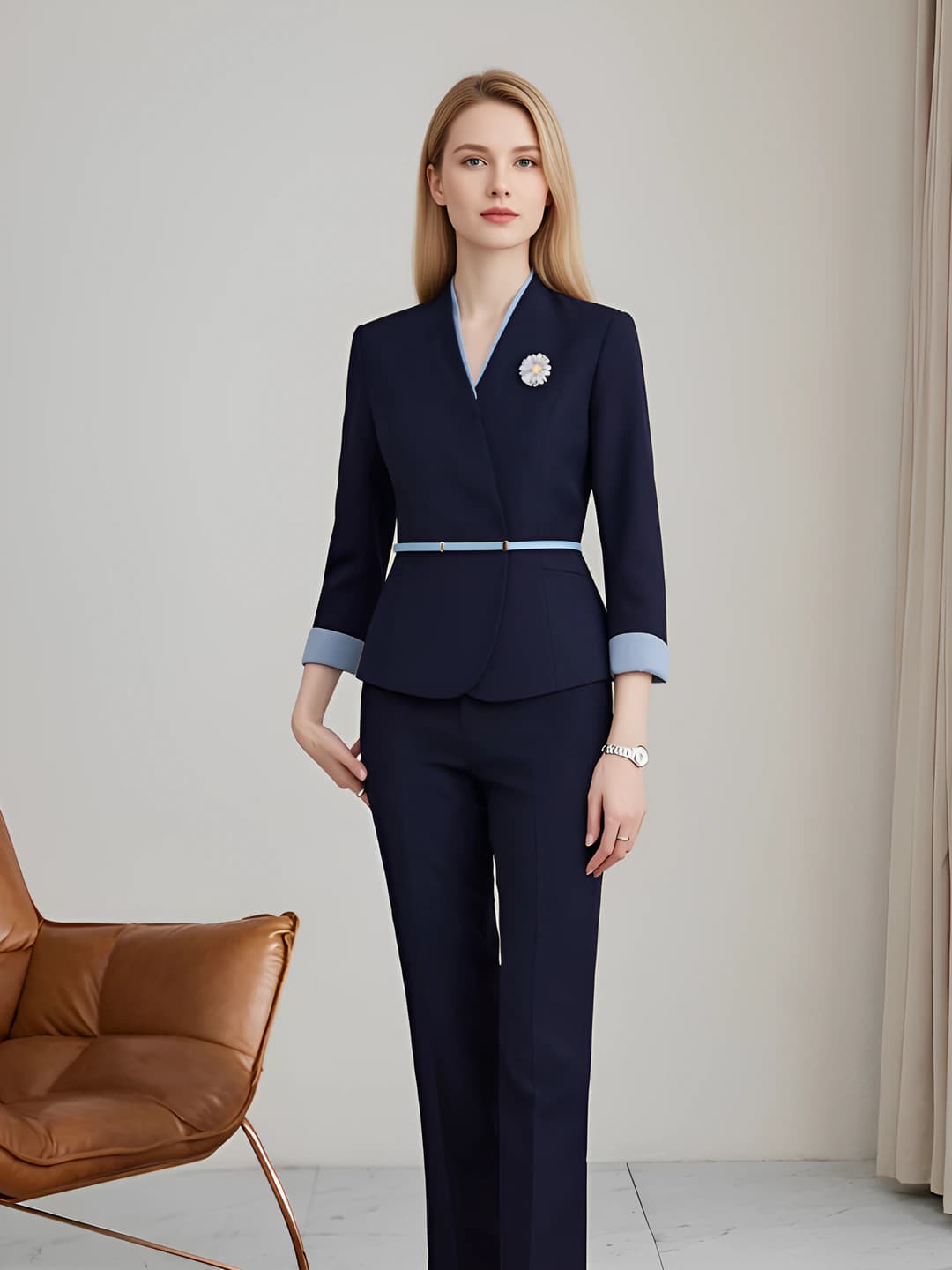 Dark blue [suit + pants + skirt + shirt]