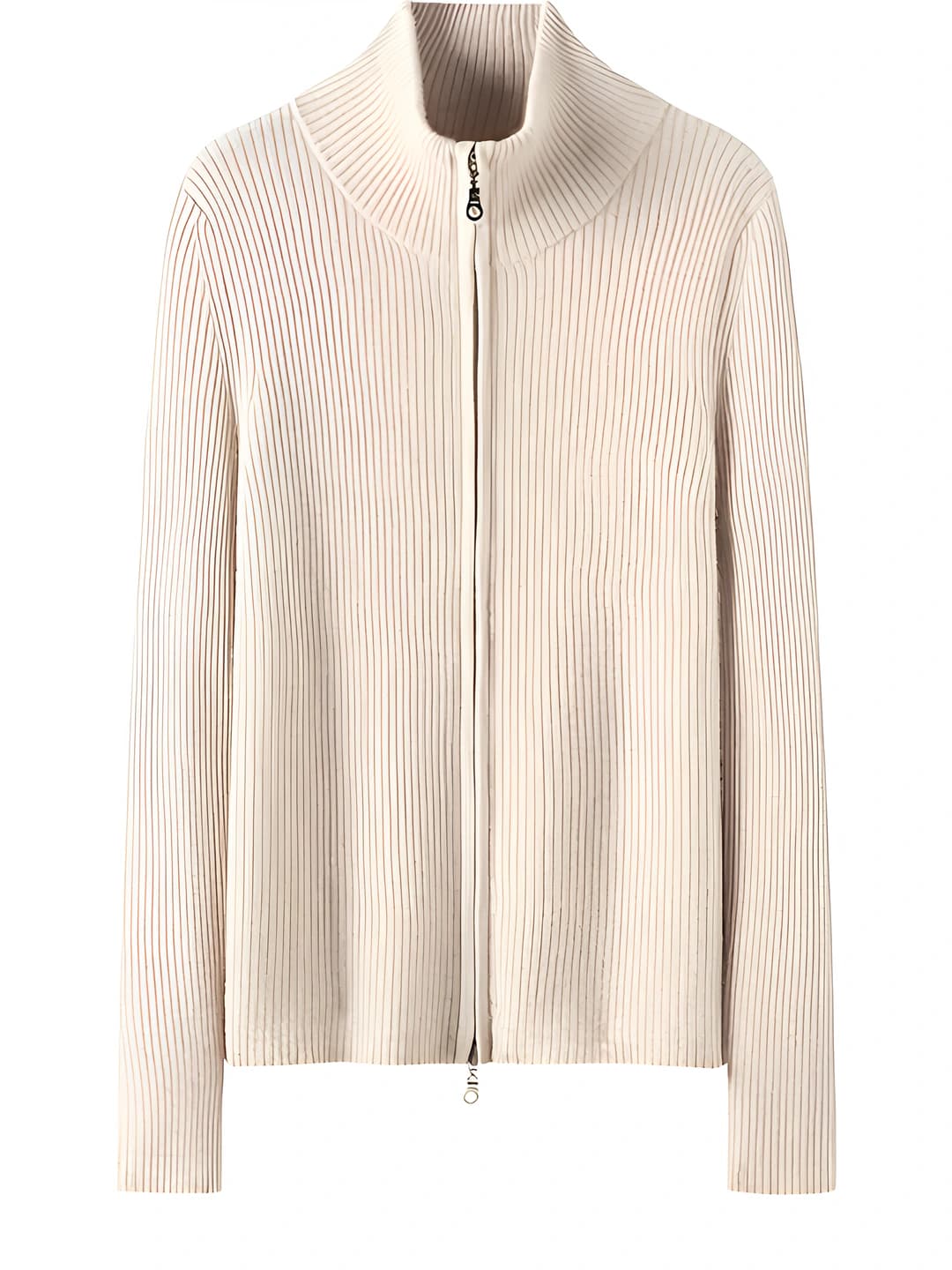 Women's 2026 autumn-winter cashmere knit cardigan, stand collar, zip, long sleeve, solid colour