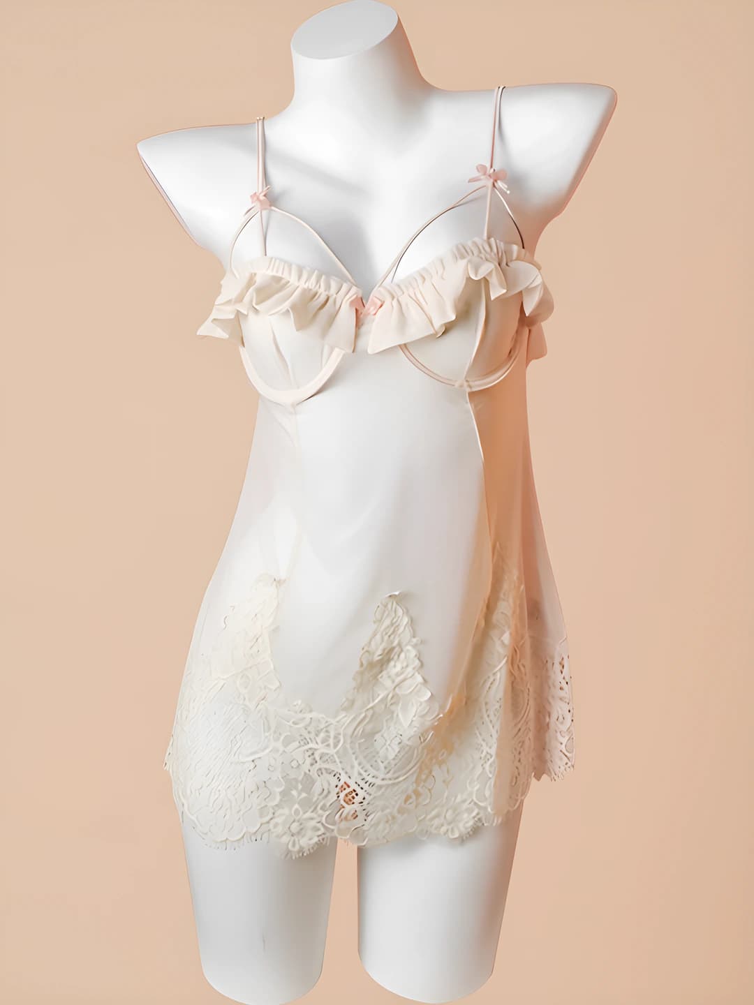 Women's erotic lingerie dress: open chest, sheer, uniform style, polyester nightgown