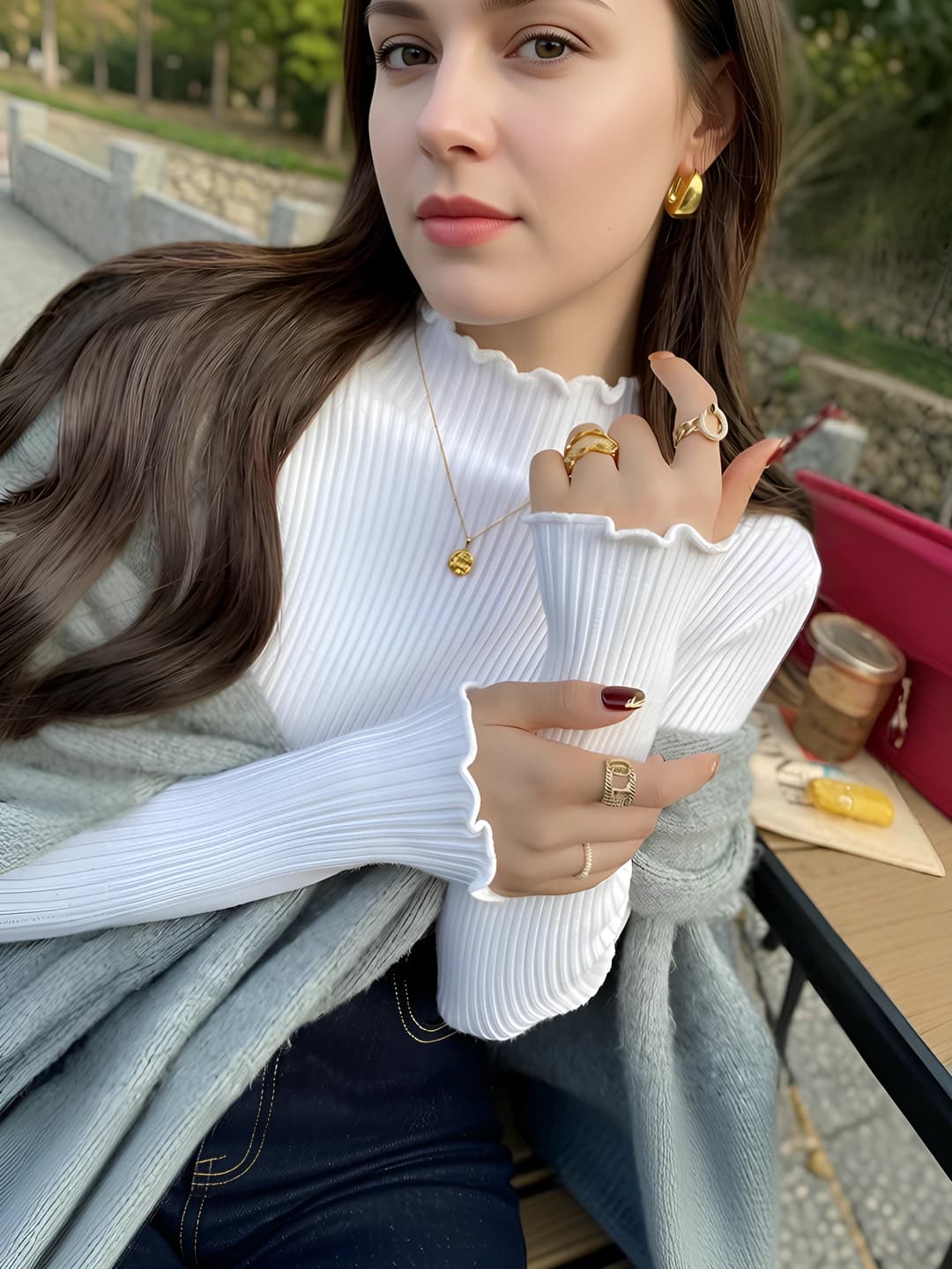 Ayollar uchun ribbed knit pullover top, kuz-qish va bahor-kuz, tanaga yopishgan, yarim baland yoqa, uzun yeng, bir rangli, bo'sh (oversize)