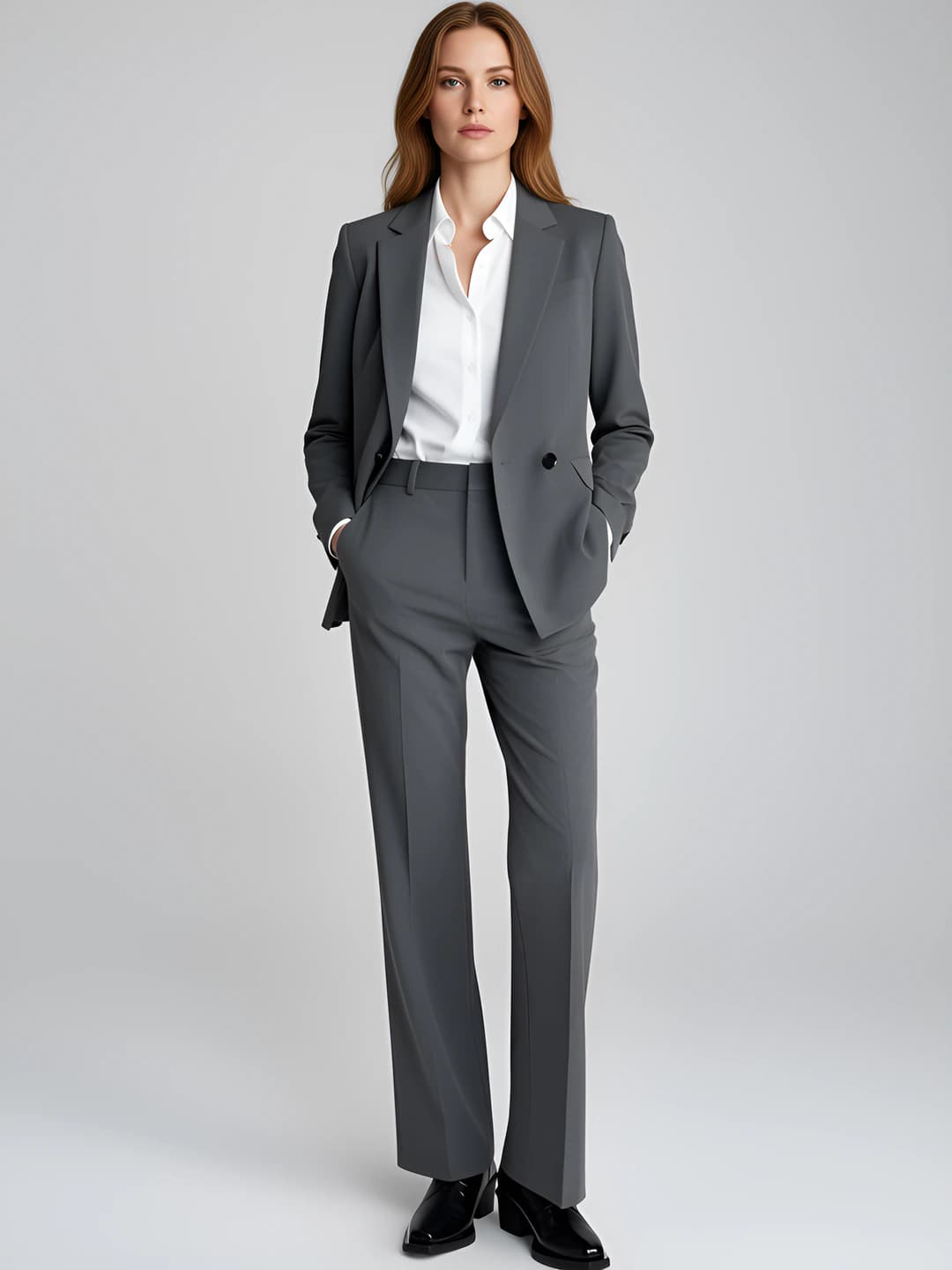 B259 gray bell-bottom pants
