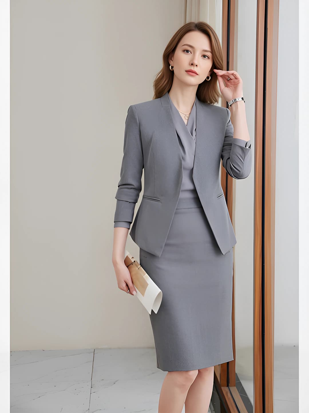 Long-sleeve suit + Skirt + Shirt