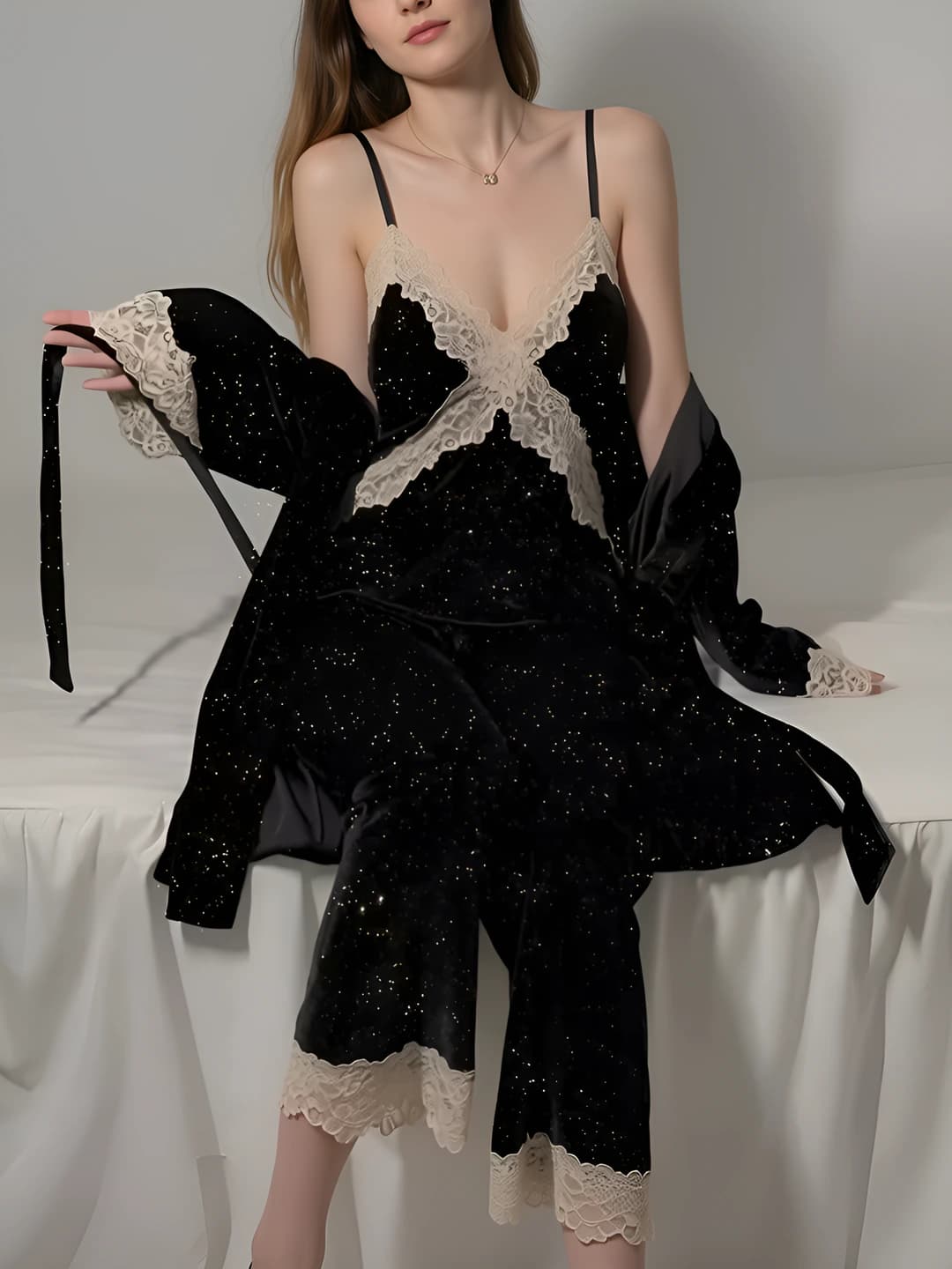 Velvet set 3 pcs - black starry